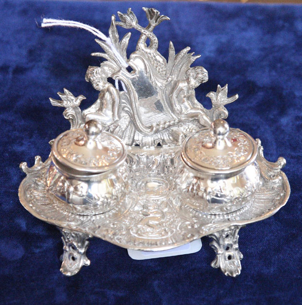 EXTRA LOT A late Victorian miniature desk stand