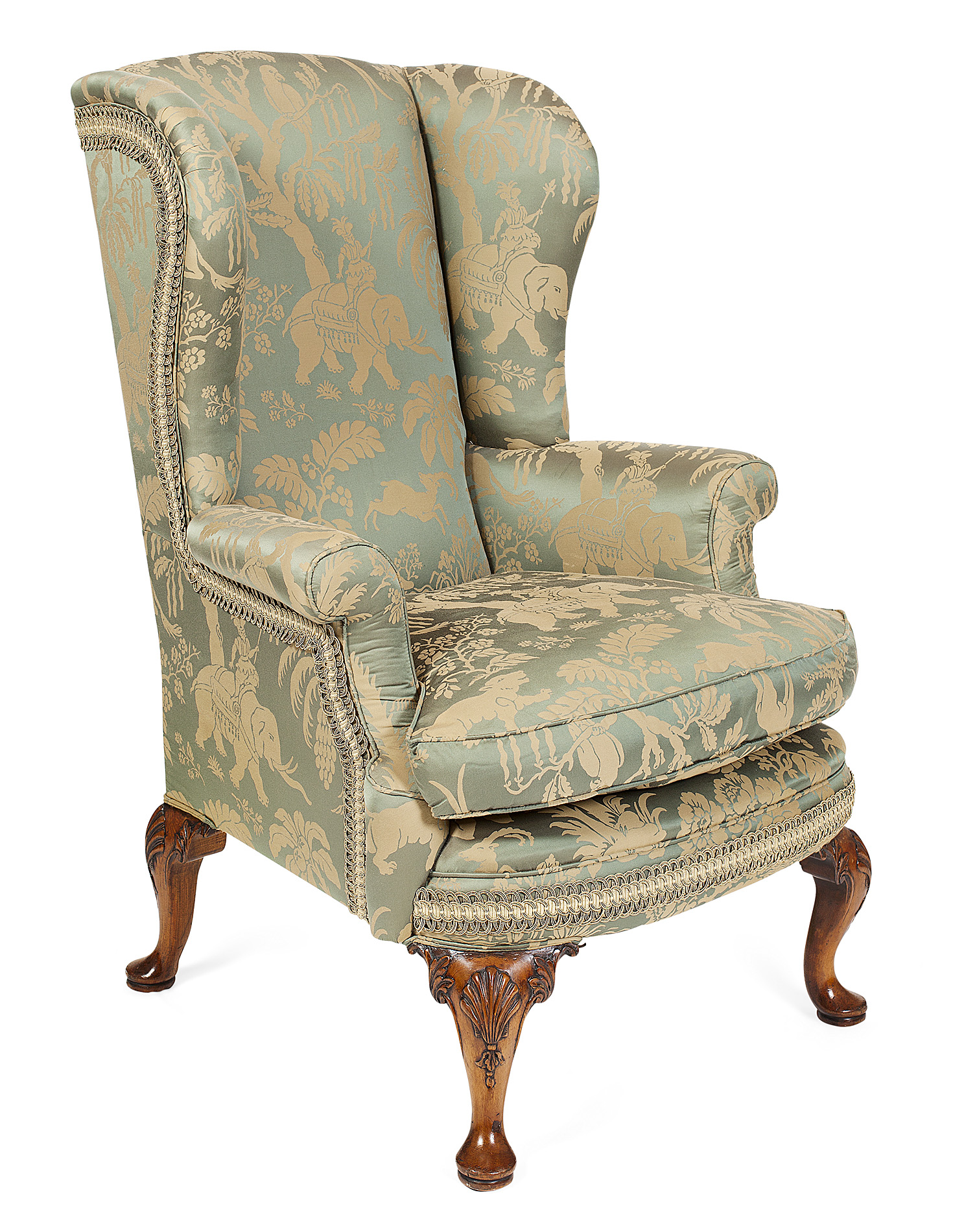 GEORGE I STYLE UPHOLSTERED ARMCHAIR