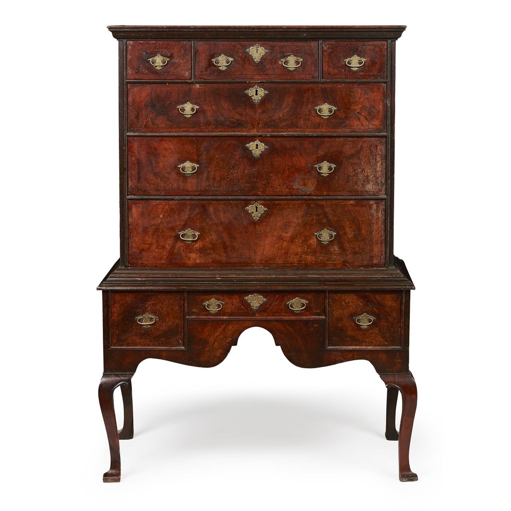 GEORGE II WALNUT CHEST ON STAND