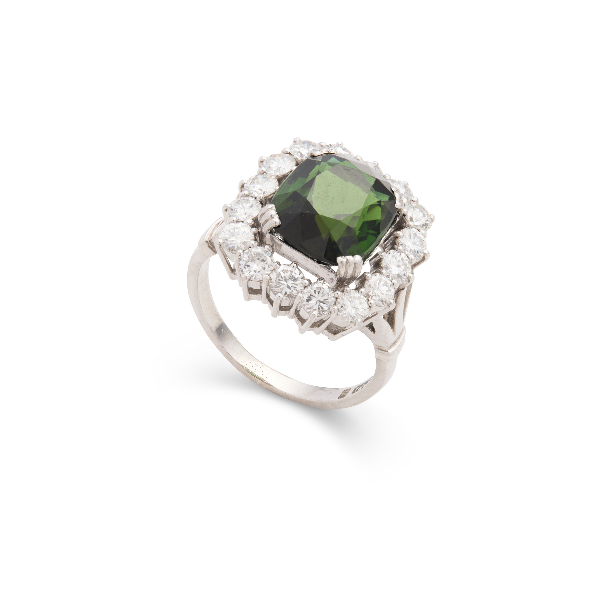 A green tourmaline and diamond dress ring