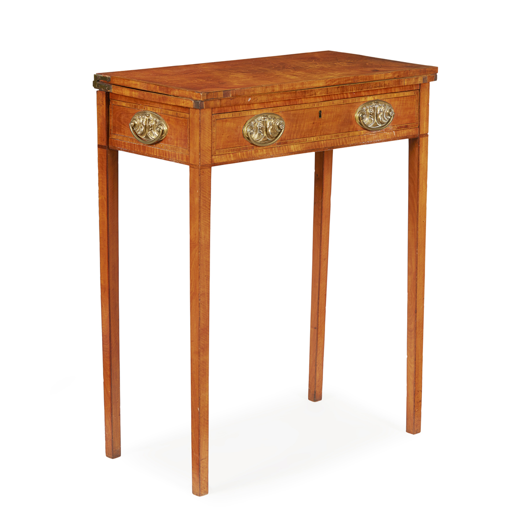 GEORGE III SATINWOOD FOLD-OVER TEA TABLE