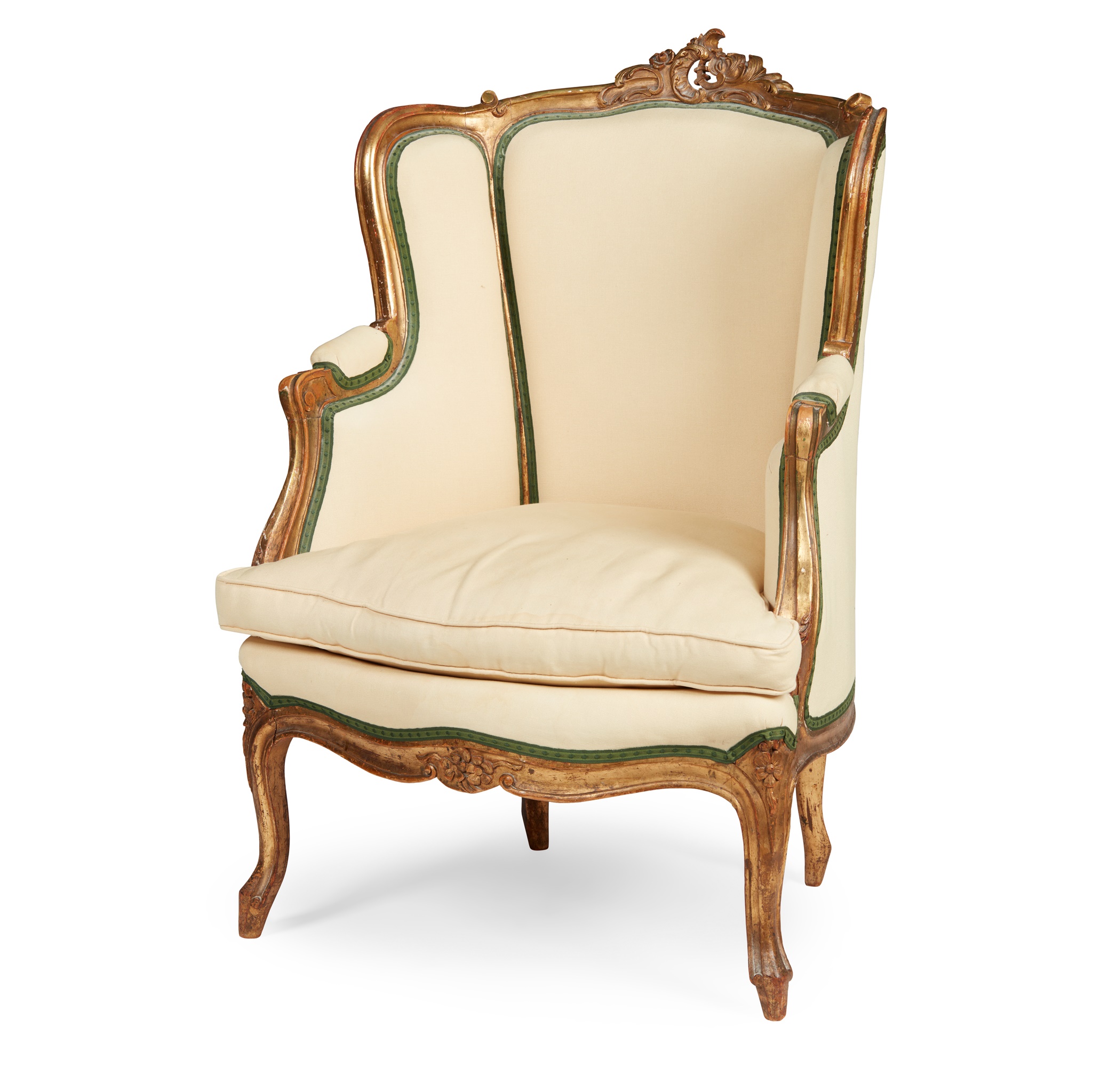 FRENCH GILTWOOD AND PAINTED BERGERE