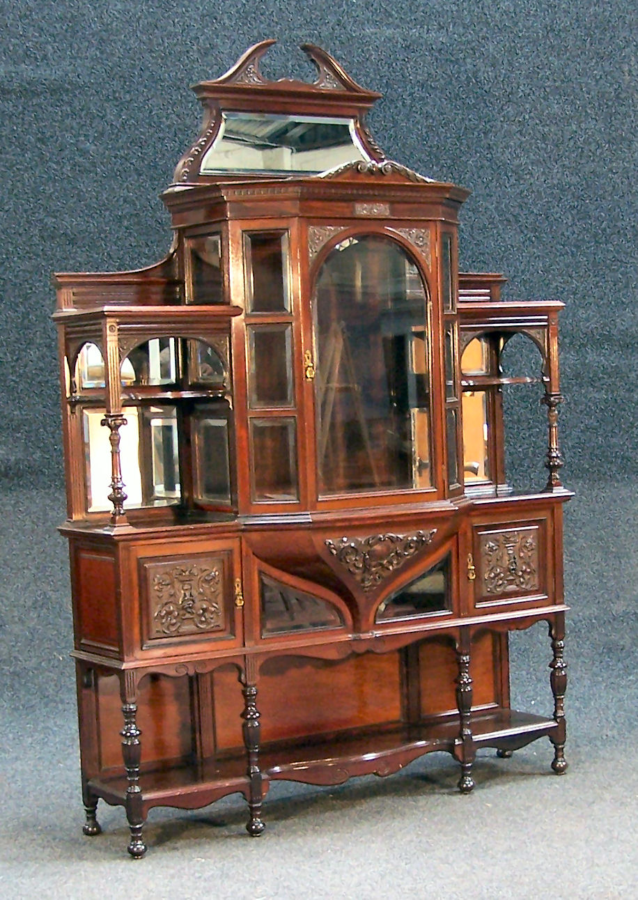An Edwardian mahogany carved display cabinet,