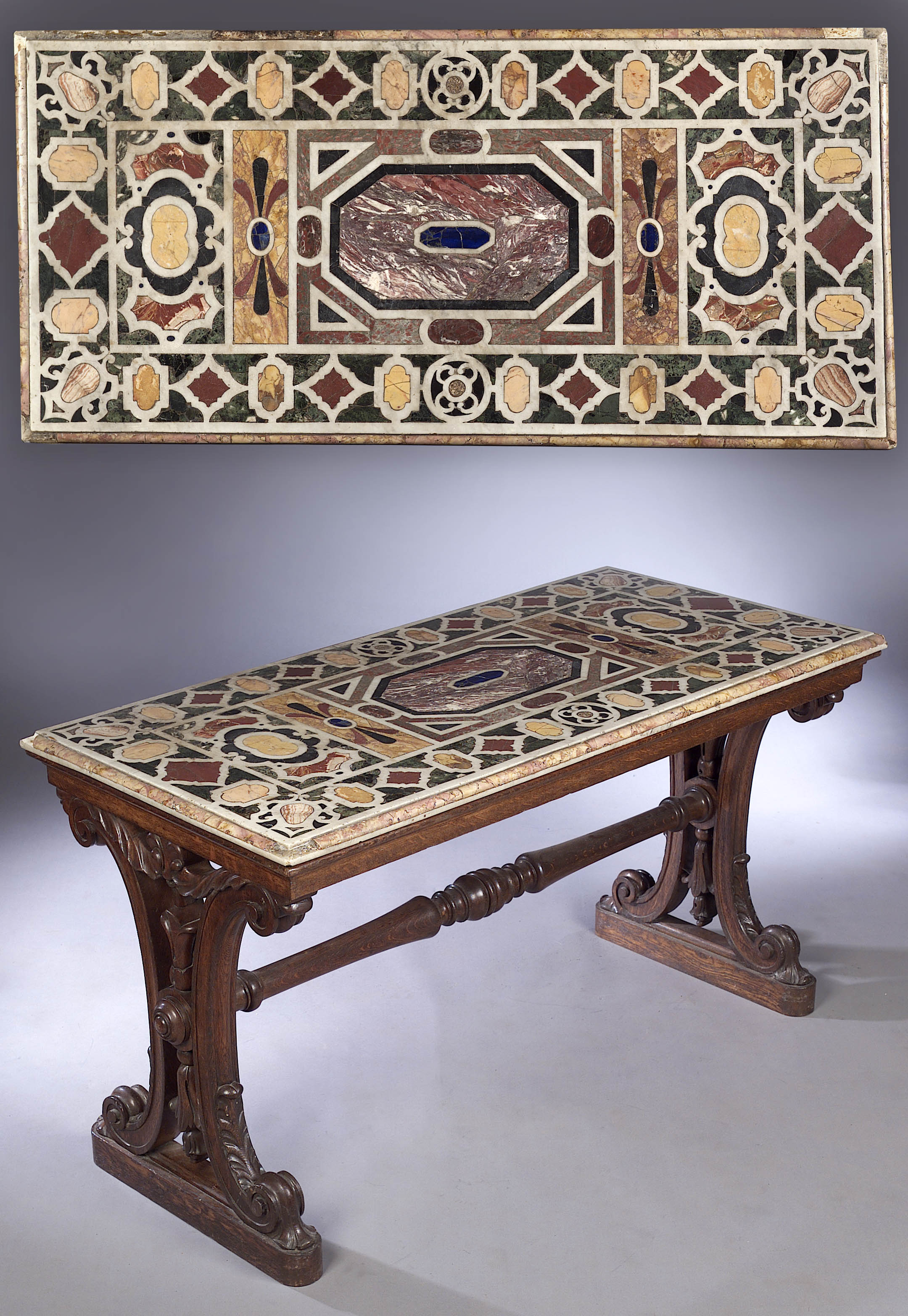 An 18th century Italian inlaid specimen marble table top