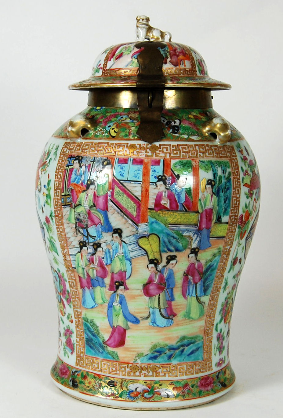 A large 19th century Chinese Canton famille rose jar and cover