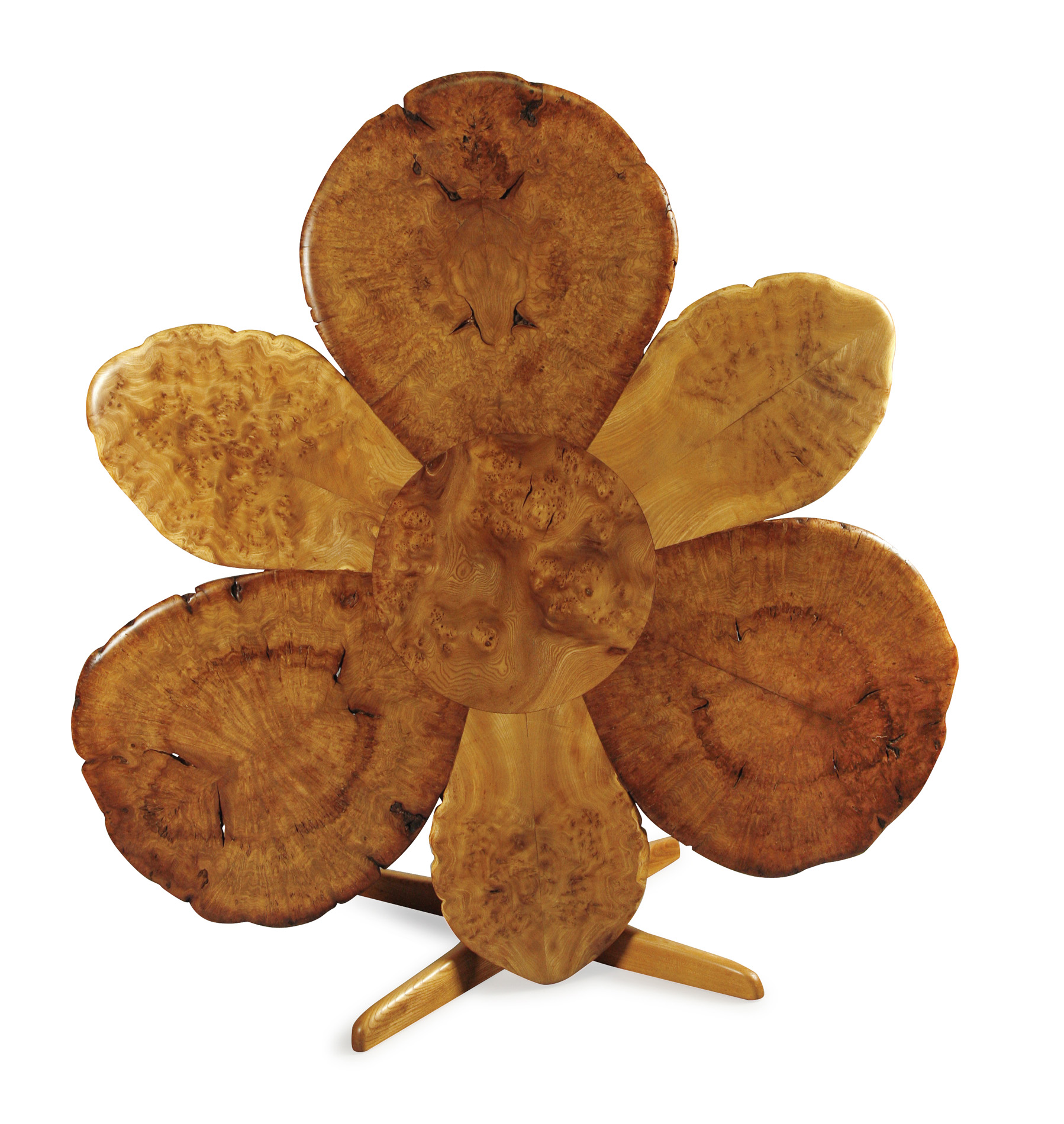 SCOTTISH NATURALISTIC BURR ELM TILT TOP TABLE, BY IAN FLEMING HUNTER