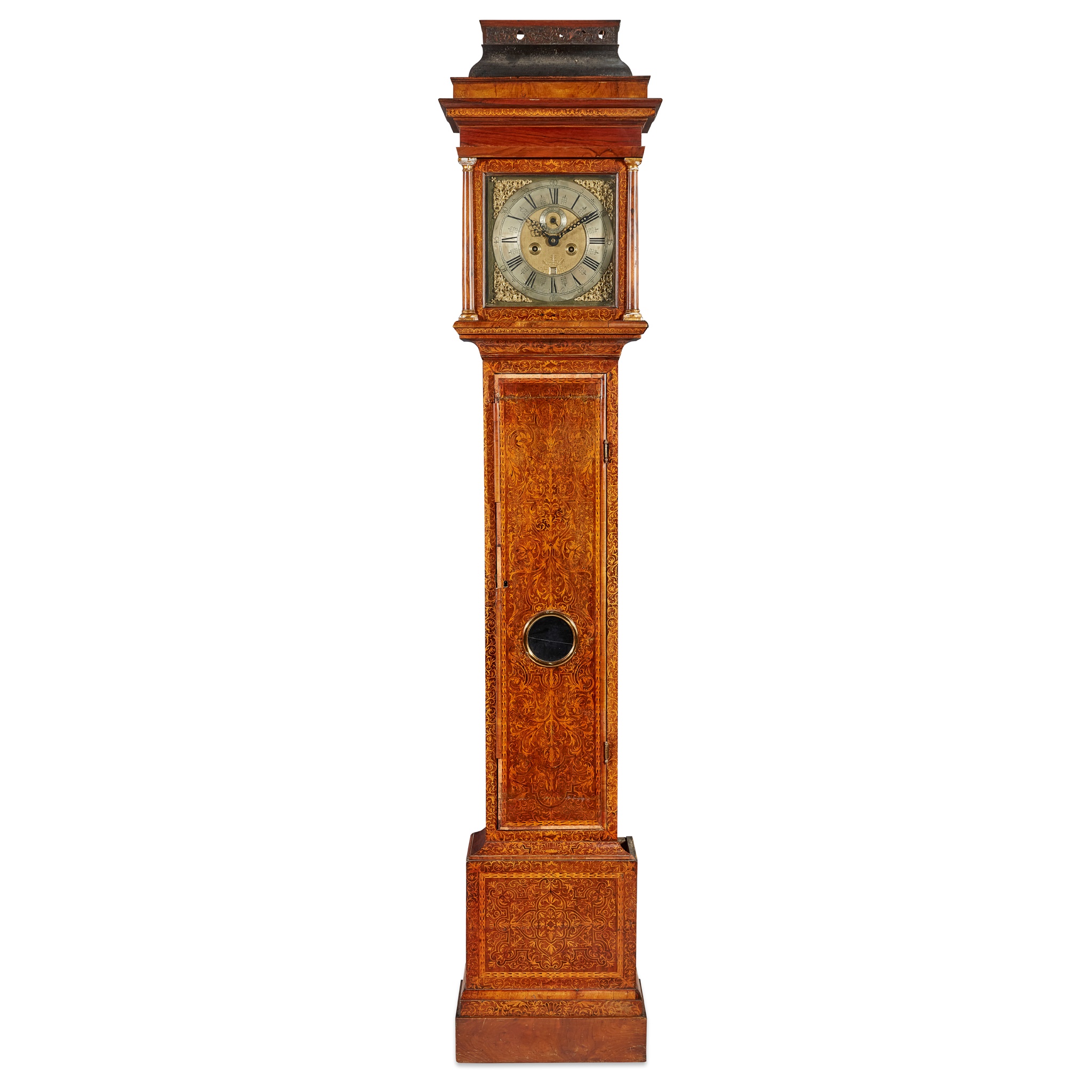 QUEEN ANNE SEAWEED MARQUETRY LONGCASE CLOCK, JASPER TAYOR, LONDON