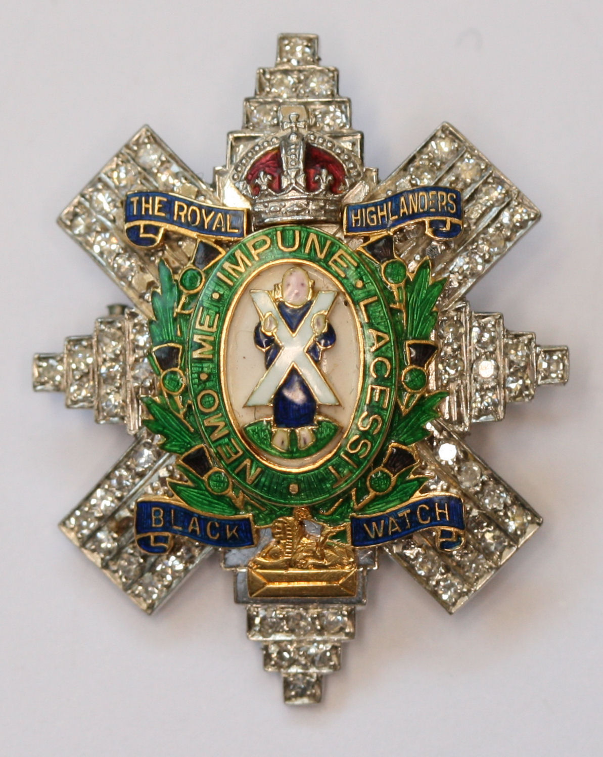 A gold, diamond, and enamel sweetheart brooch for the Black Watch