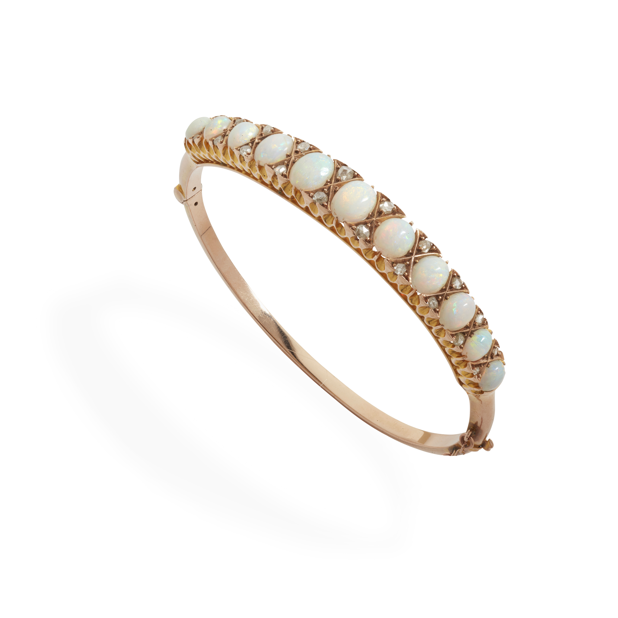 An opal and diamond bangle
