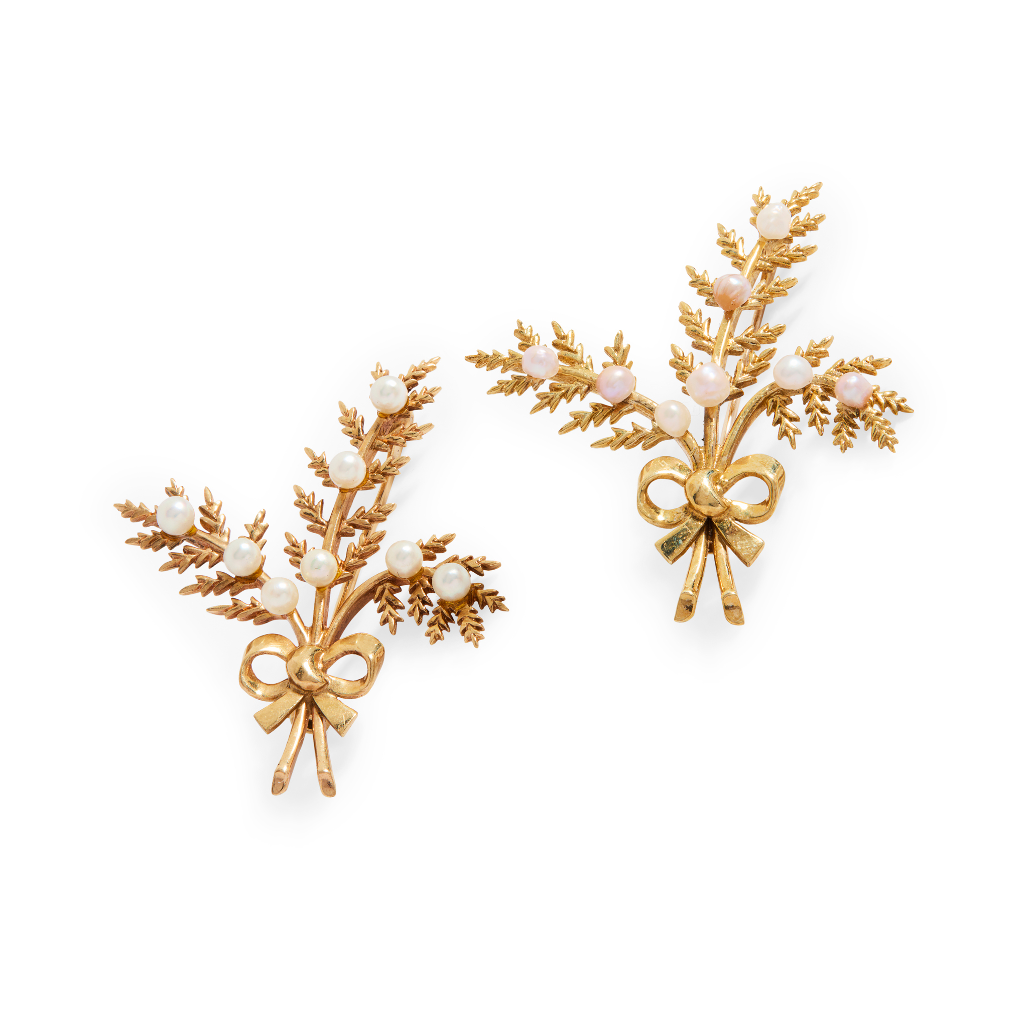 Cairncross of Perth: Two Scottish freshwater pearl 'Fern' brooches