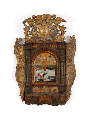 A RARE OTTOMAN-GREEK ICON MOUNTED IN AN 'EDIRNE' FRAME