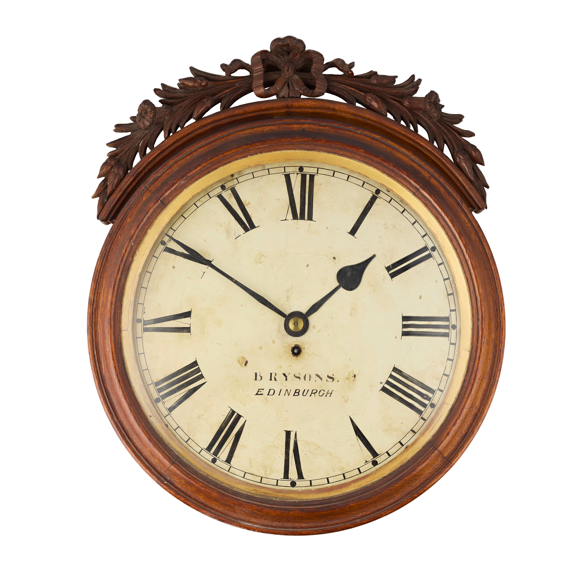 SCOTTISH OAK WALL DIAL CLOCK, BRYSONS, EDINBURGH