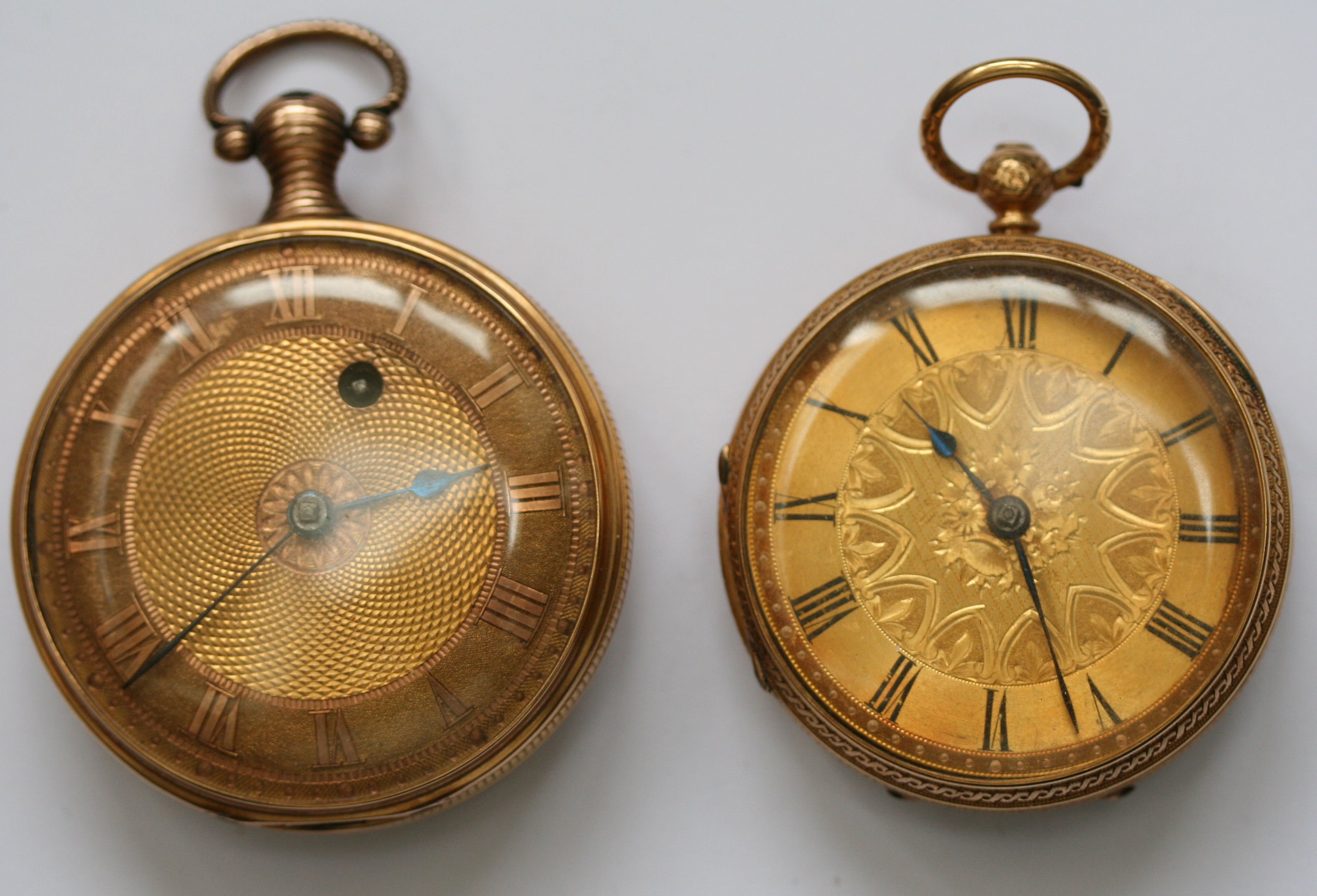 Kidder, London - an 18ct gold cased, open faced, front key wind pocket watch