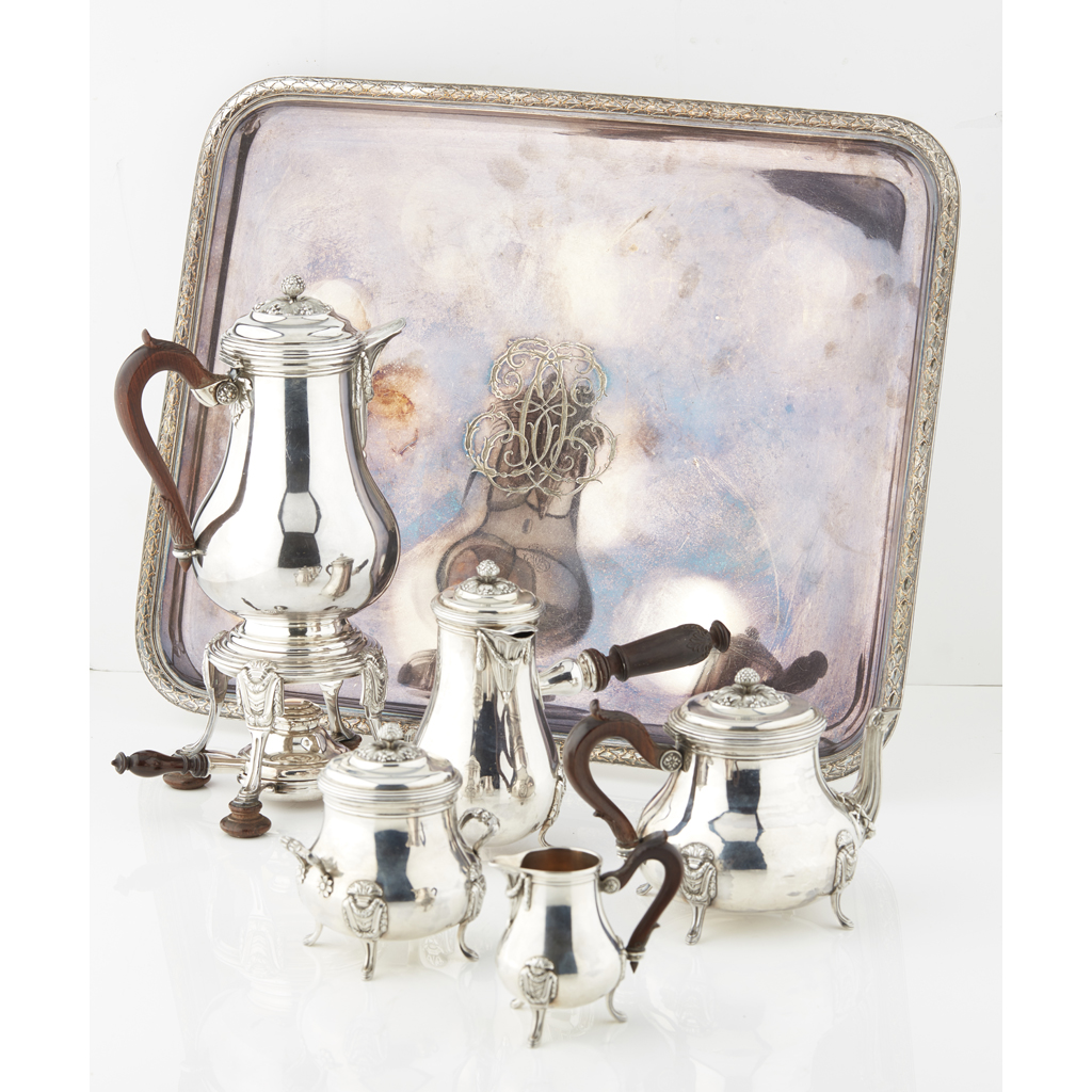 A late 19th century French silver tea service