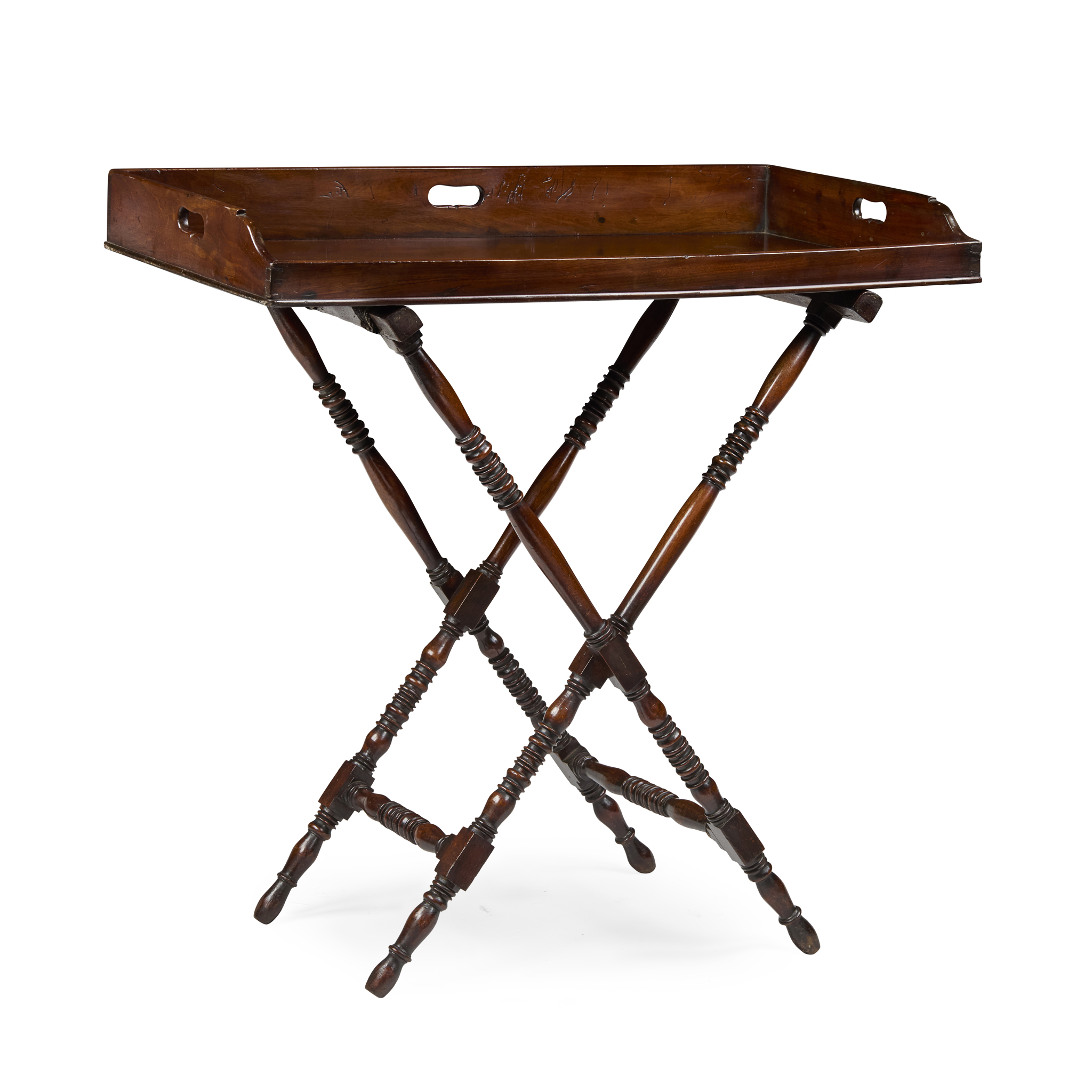 LARGE REGENCY MAHOGANY BUTLER'S TRAY ON STAND