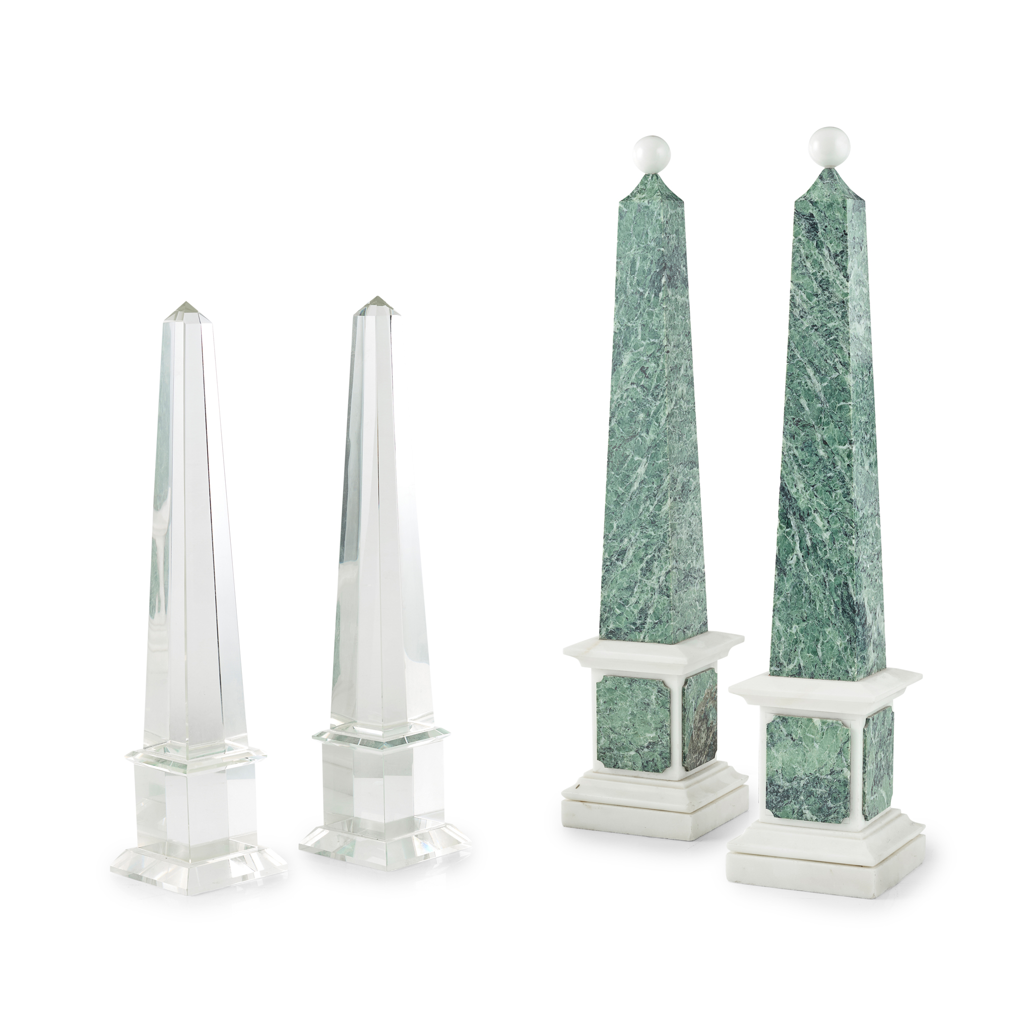 TWO PAIRS OF OBELISKS