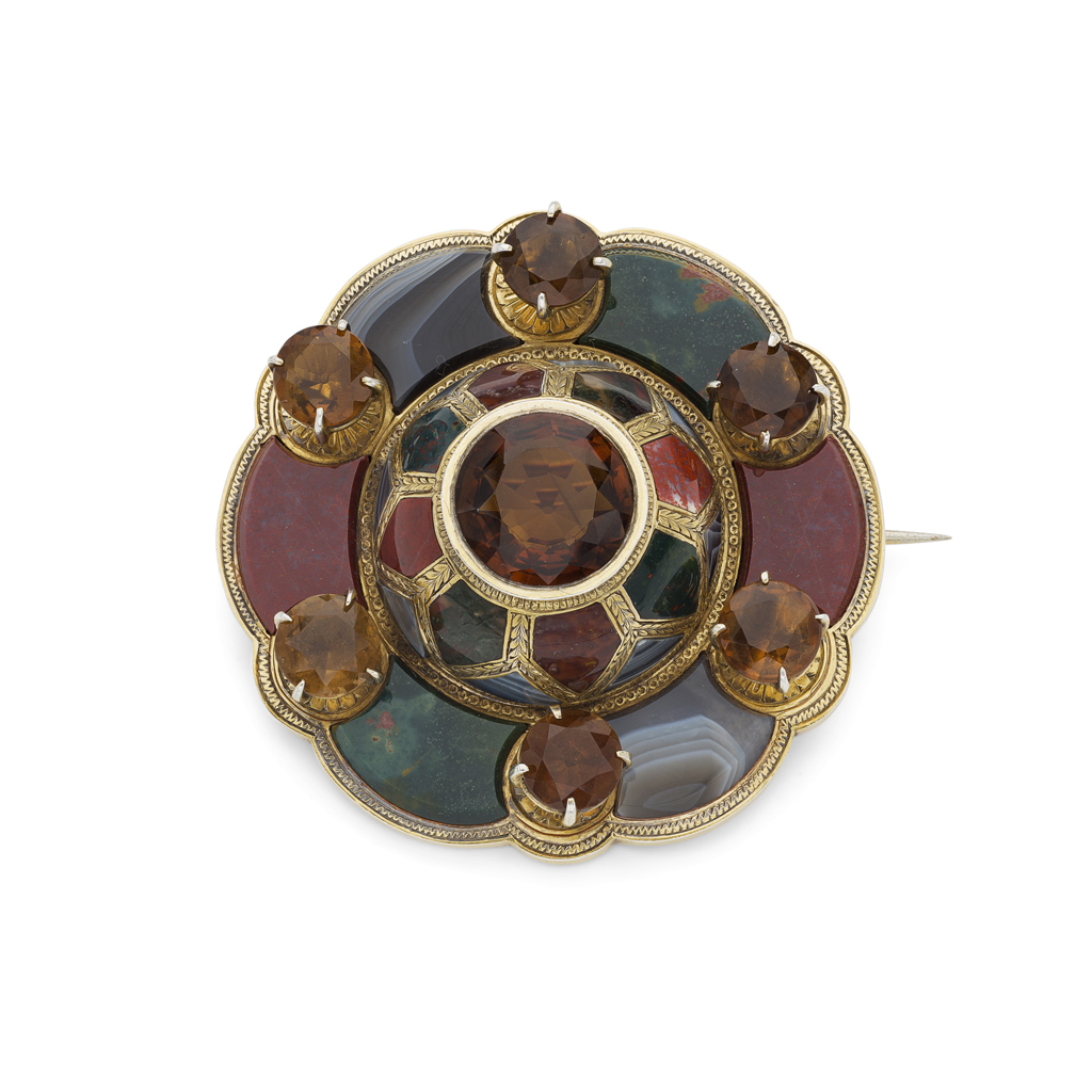 A Scottish hardstone set brooch