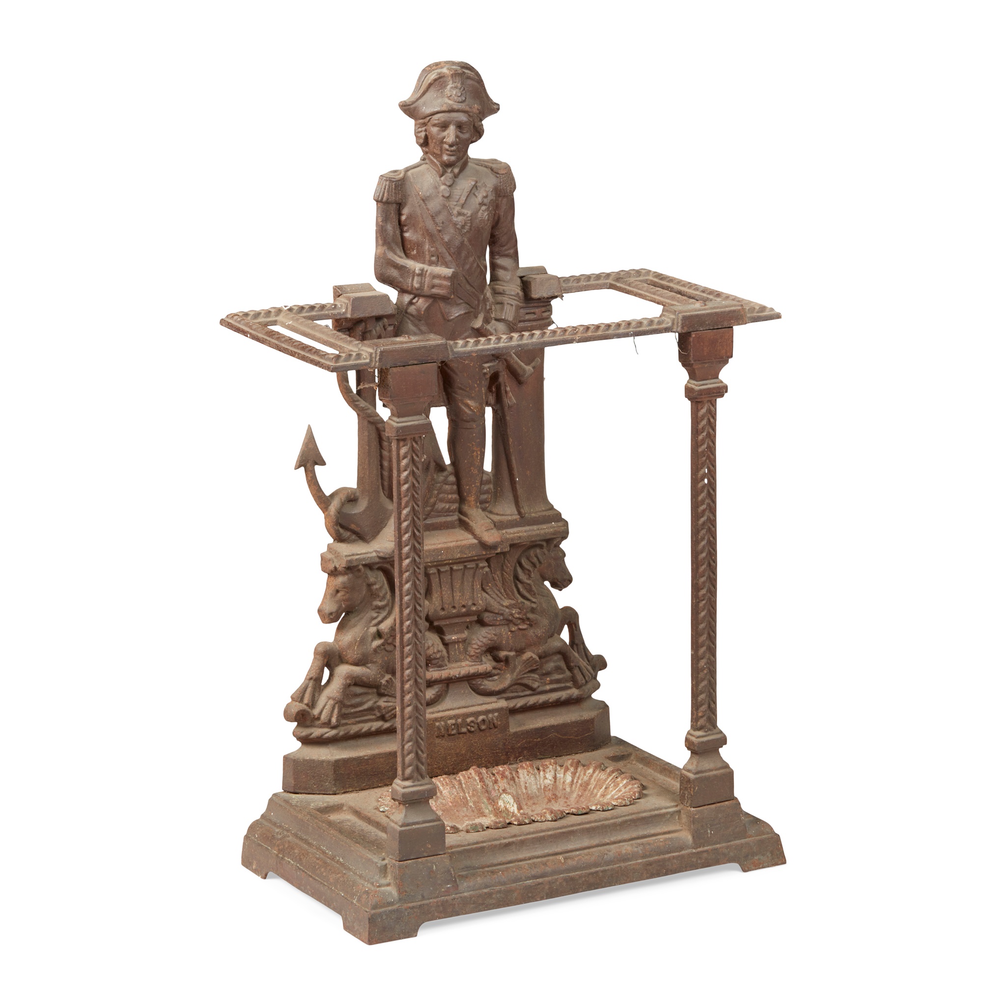 SCOTTISH VICTORIAN ADMIRAL NELSON CAST-IRON UMBRELLA STAND, BY JONES & CAMPBELL