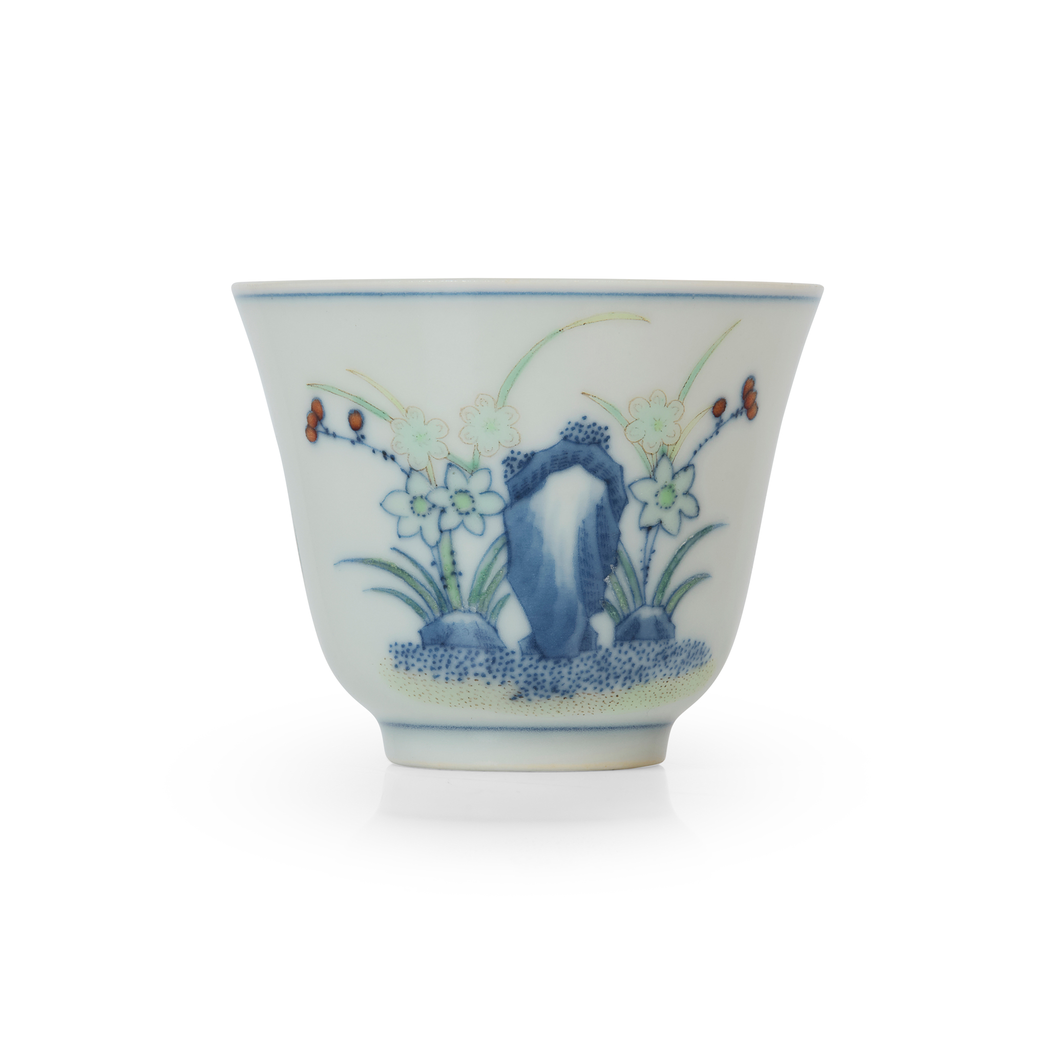 CHINESE DOUCAI 'NARCISSUS' TEACUP