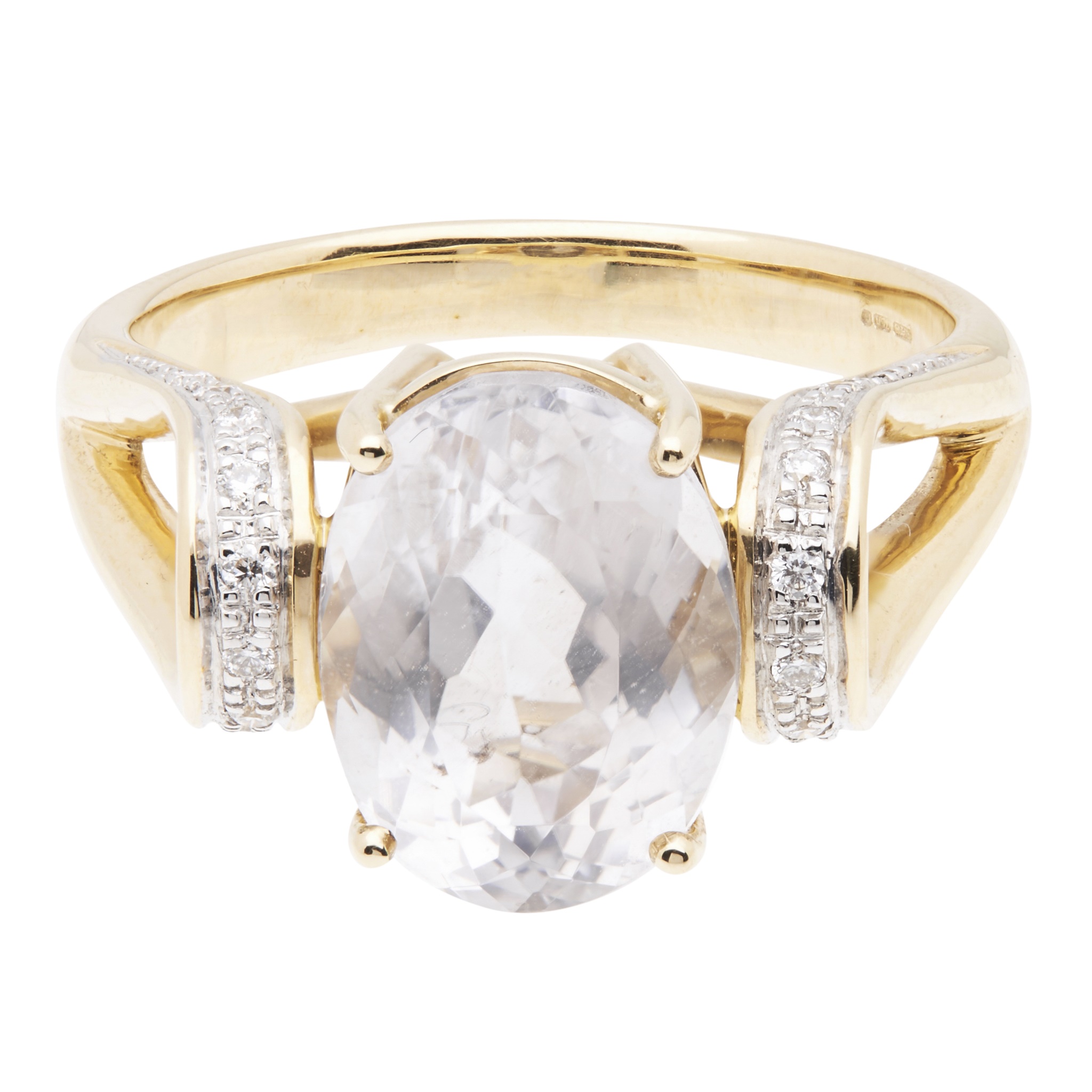 A pink tourmaline and diamond set ring