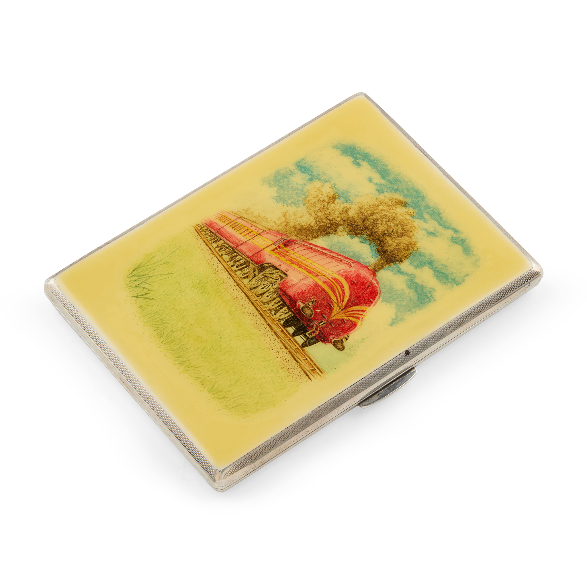 A1930s ENAMEL SET STEAMLINER CIGARETTE CASE