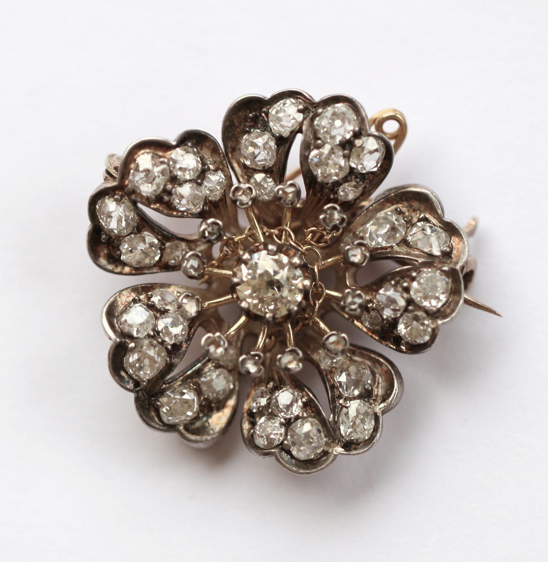 A Victorian diamond set floral brooch