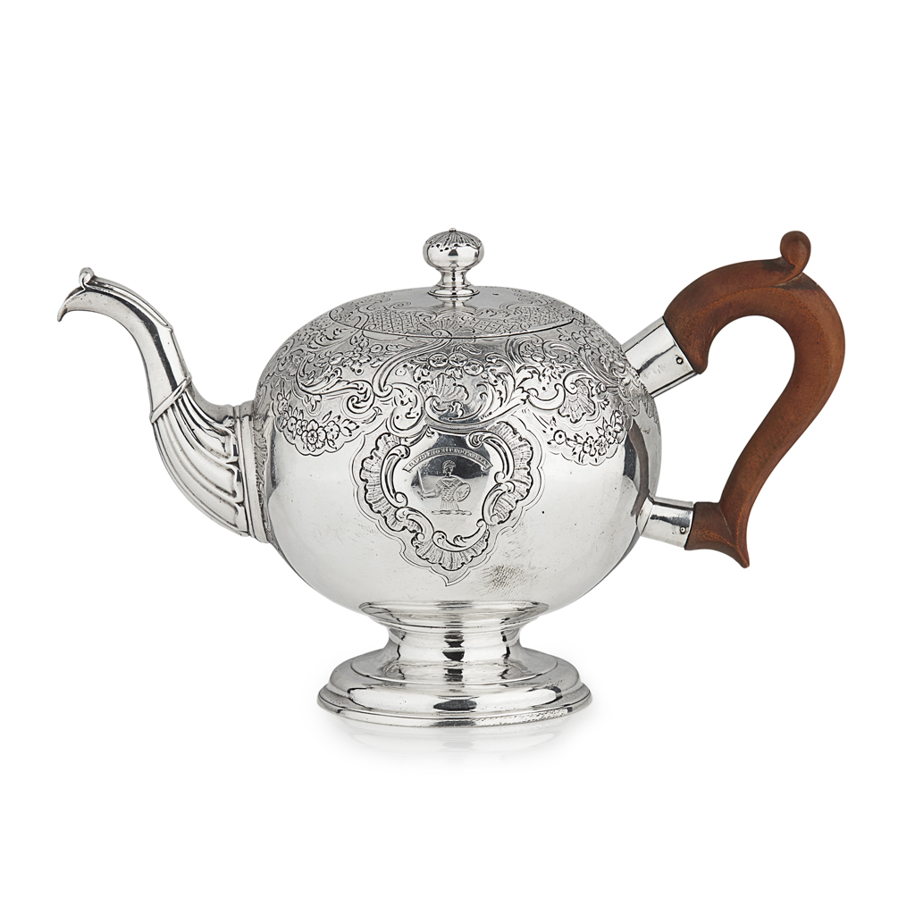 A fine Scottish George II bullet teapot AMENDMENT TO CATALOGUE