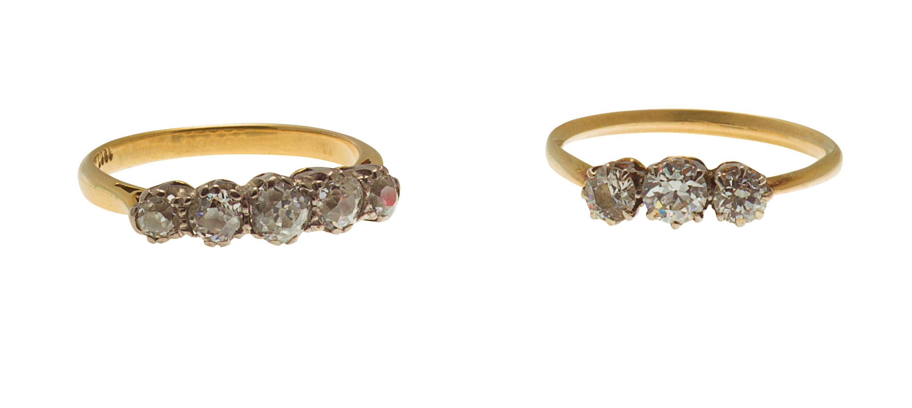 A three stone diamond ring