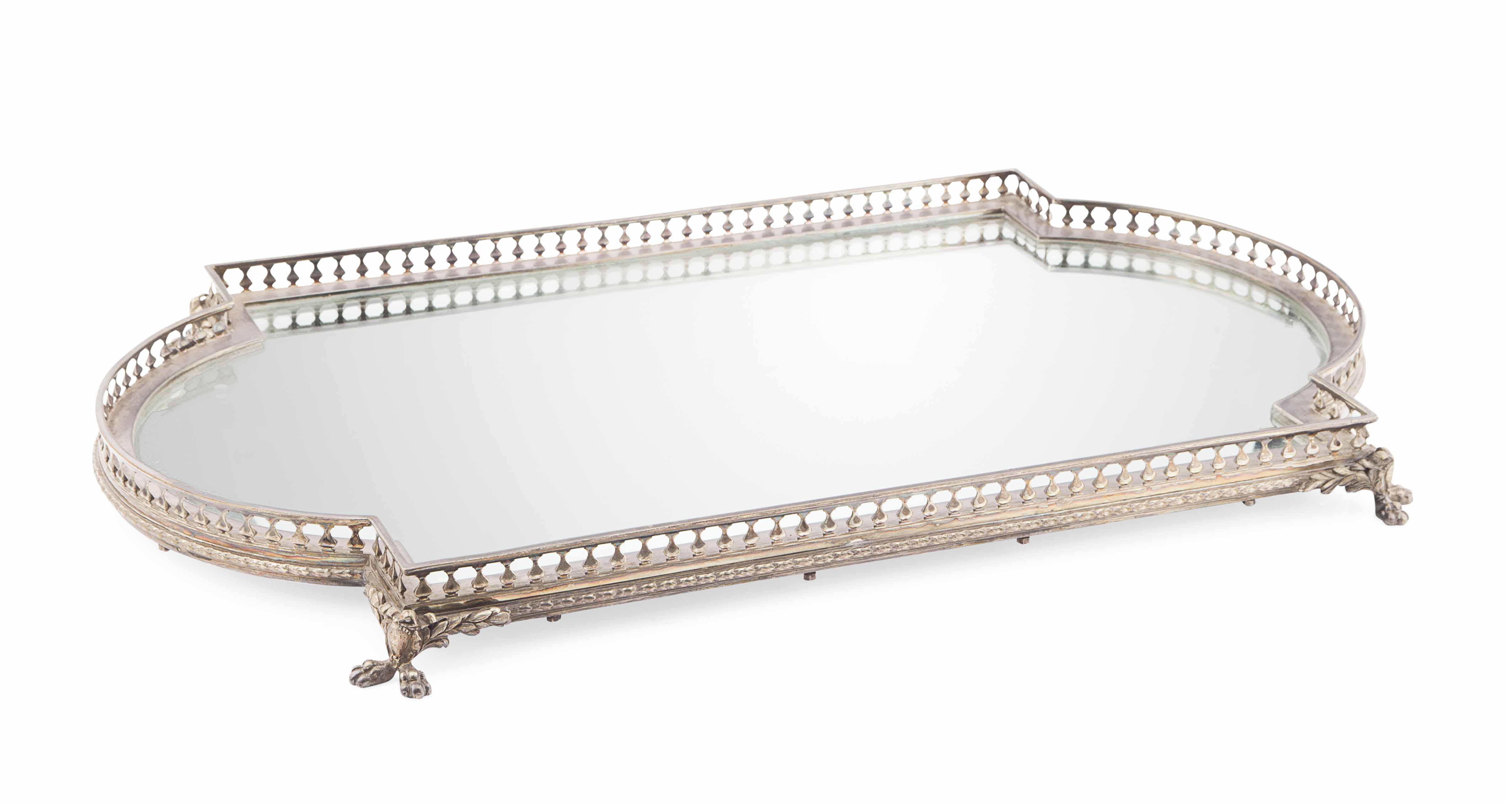 NEOCLASSICAL STYLE SILVER PLATE MIRRORED PLATEAU