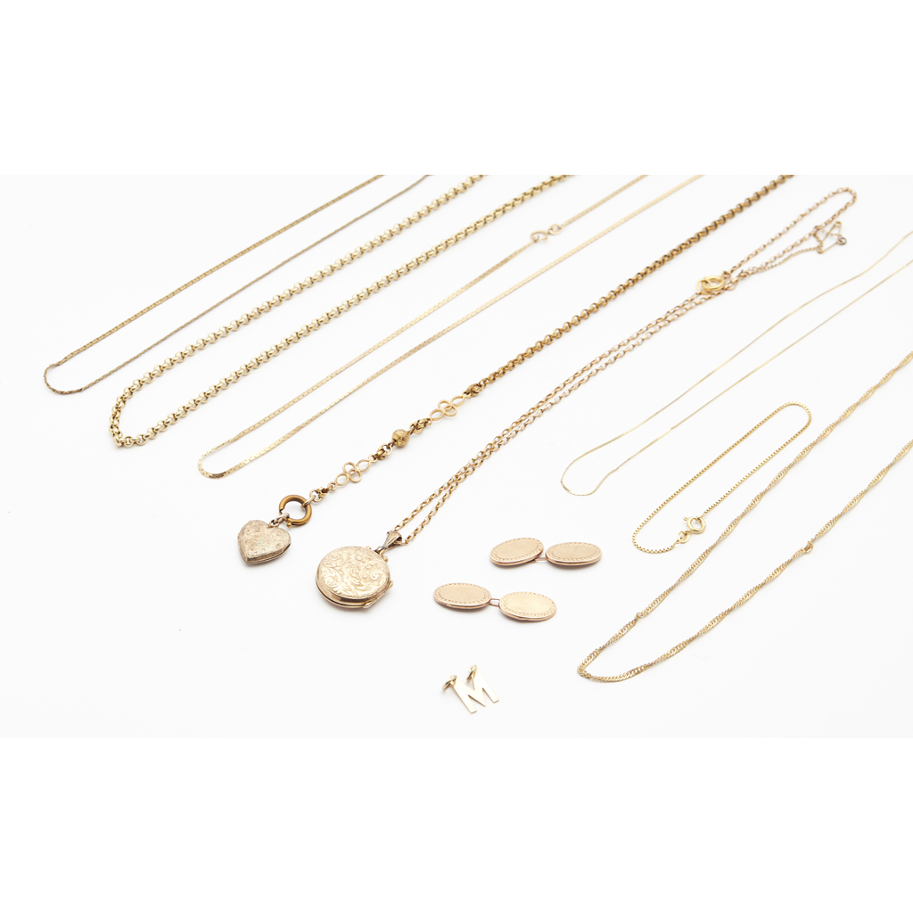 A collection of gold jewellery