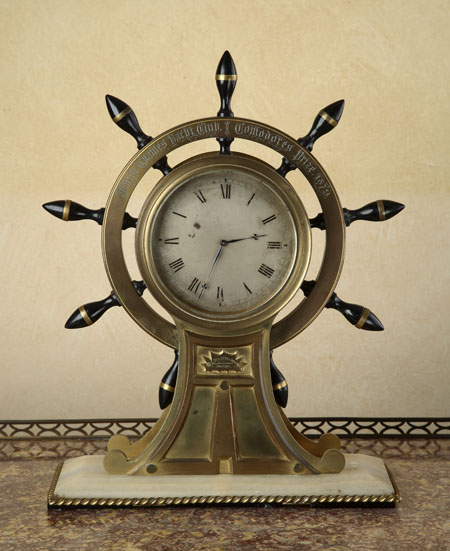 A late 19th century gilt brass mantel clock