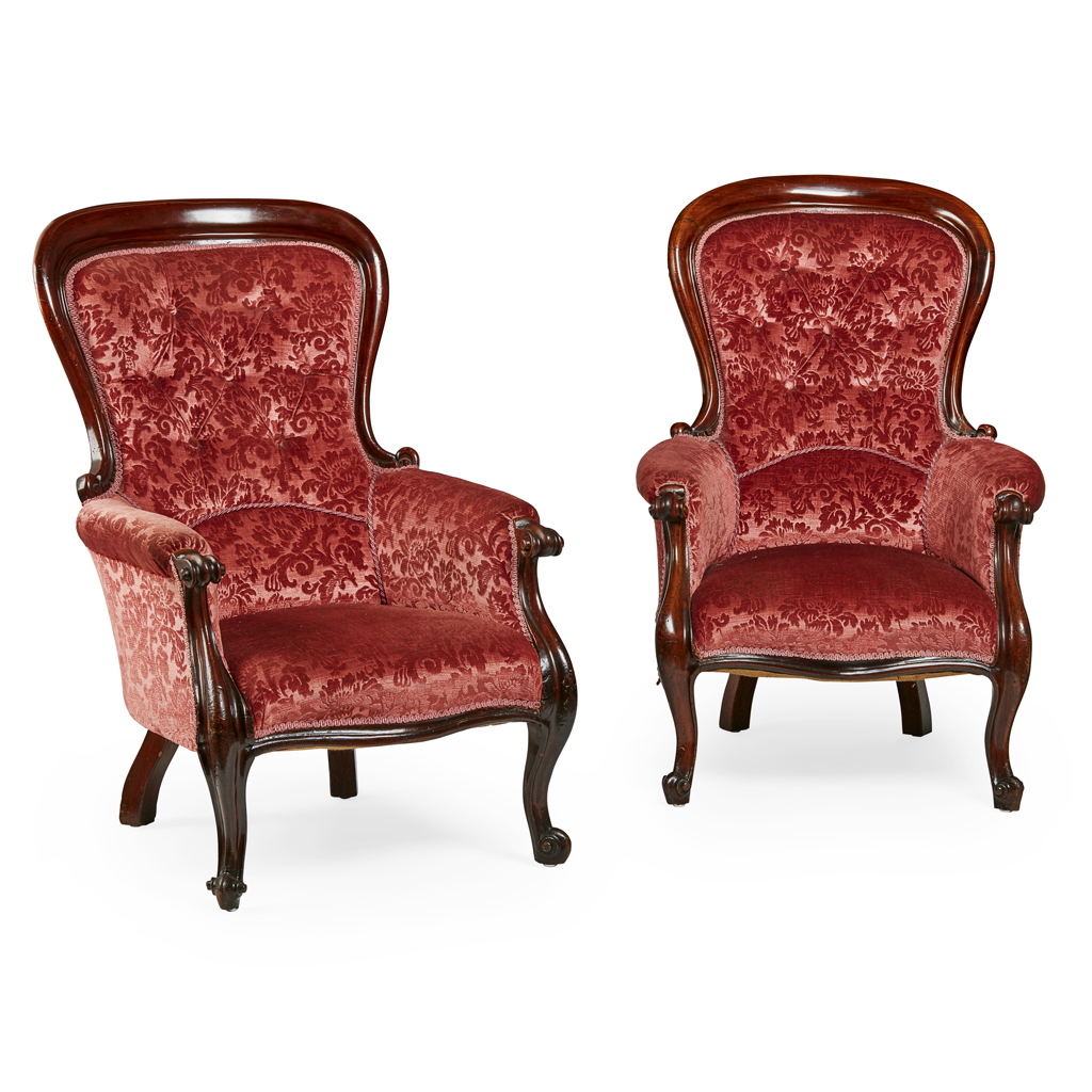 PAIR OF VICTORIAN MAHOGANY ARMCHAIRS
