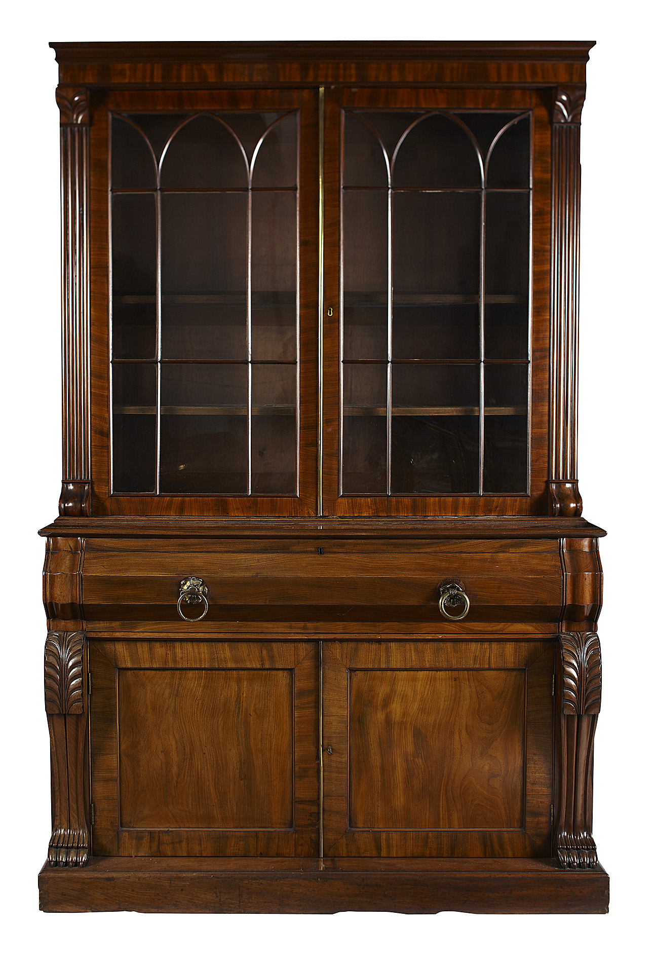 LATE REGENCY MAHOGANY SECRETAIRE BOOKCASE
