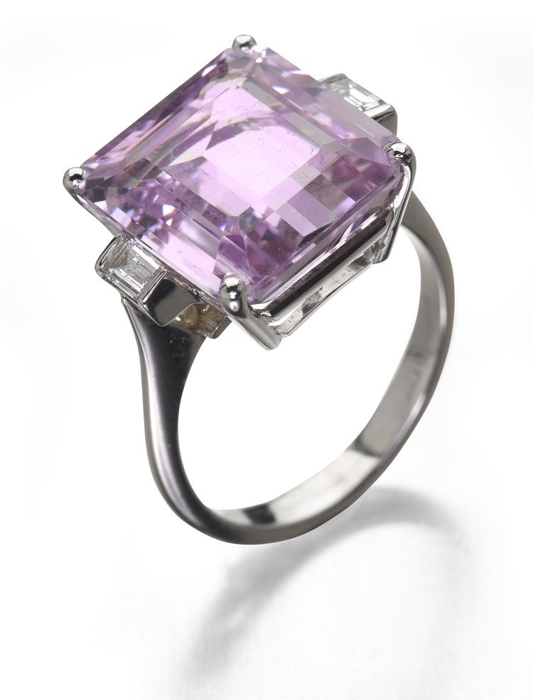 A kunzite and diamond cocktail ring,