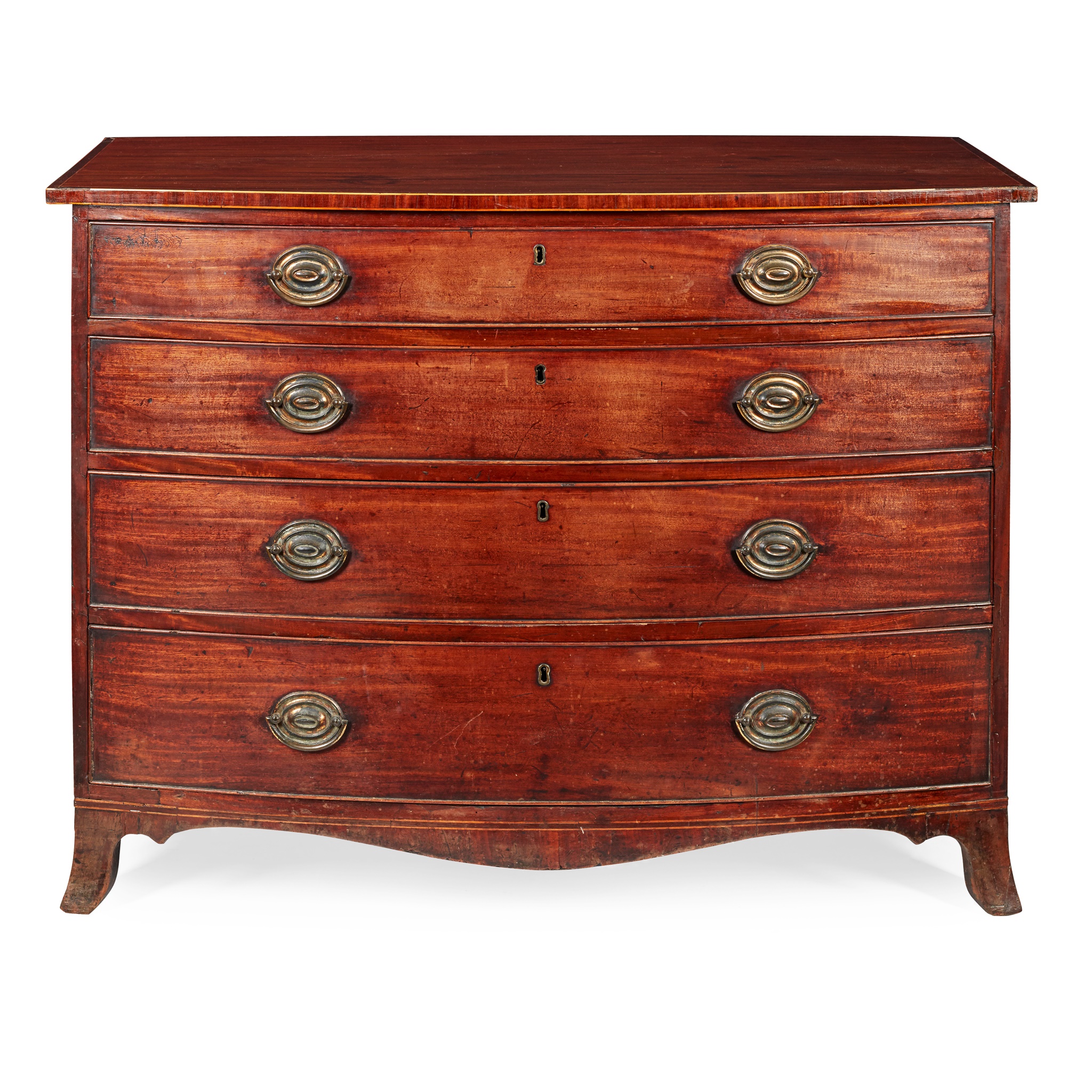 LATE GEORGE III MAHOGANY BOWFRONT CHEST OF DRAWERS