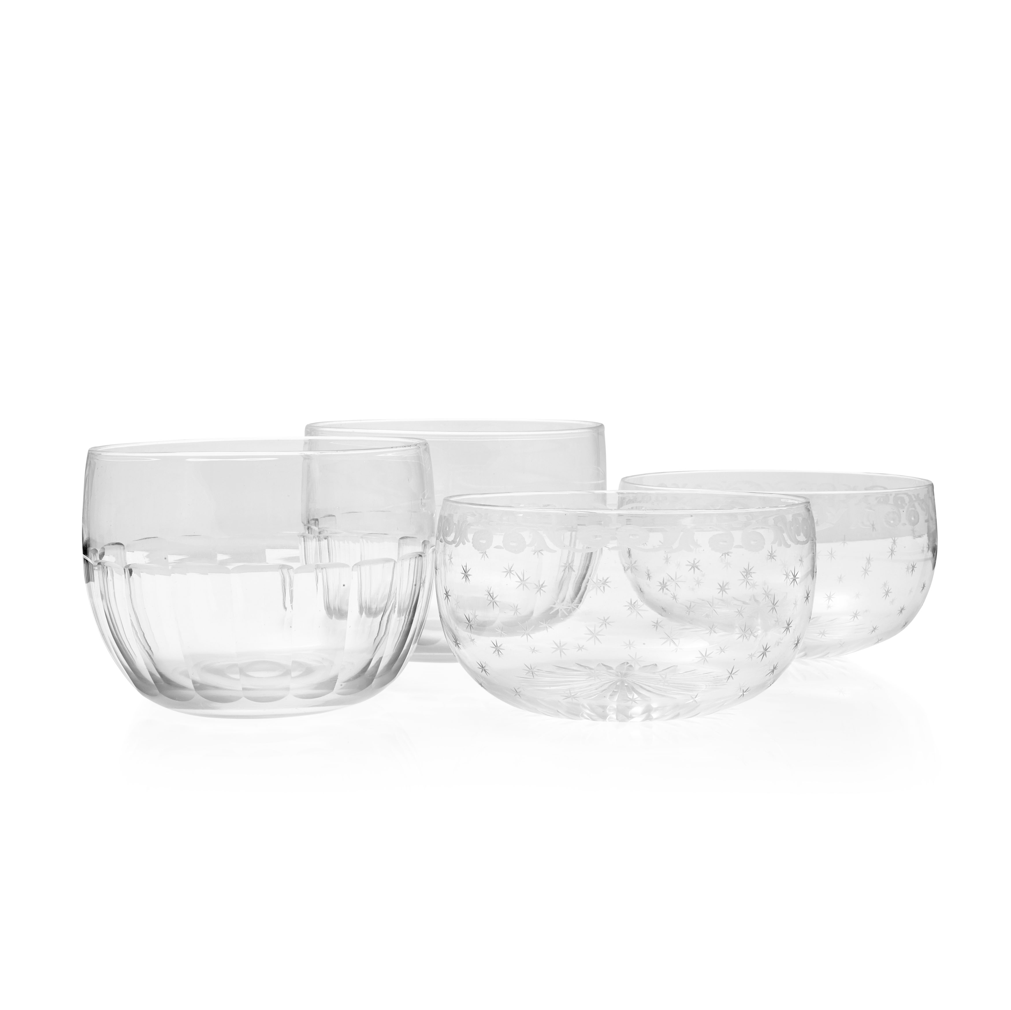 SET OF NINE GLASS FINGER BOWLS