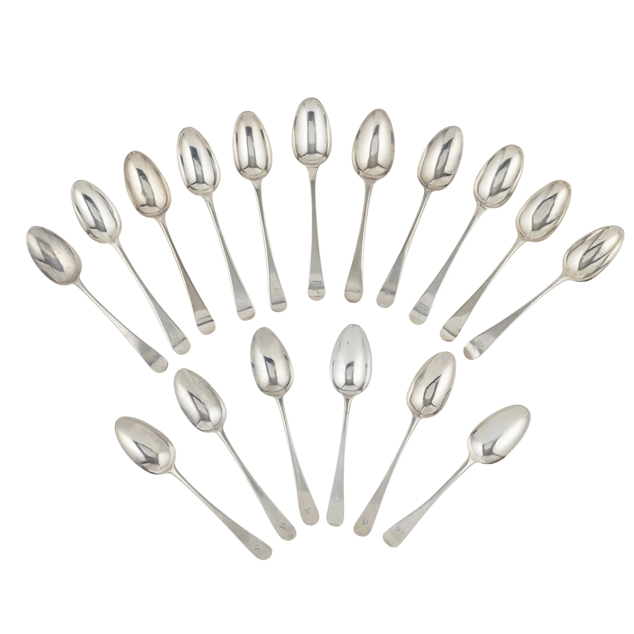 A collection of seventeen 18th and 19th-century Old English tablespoons