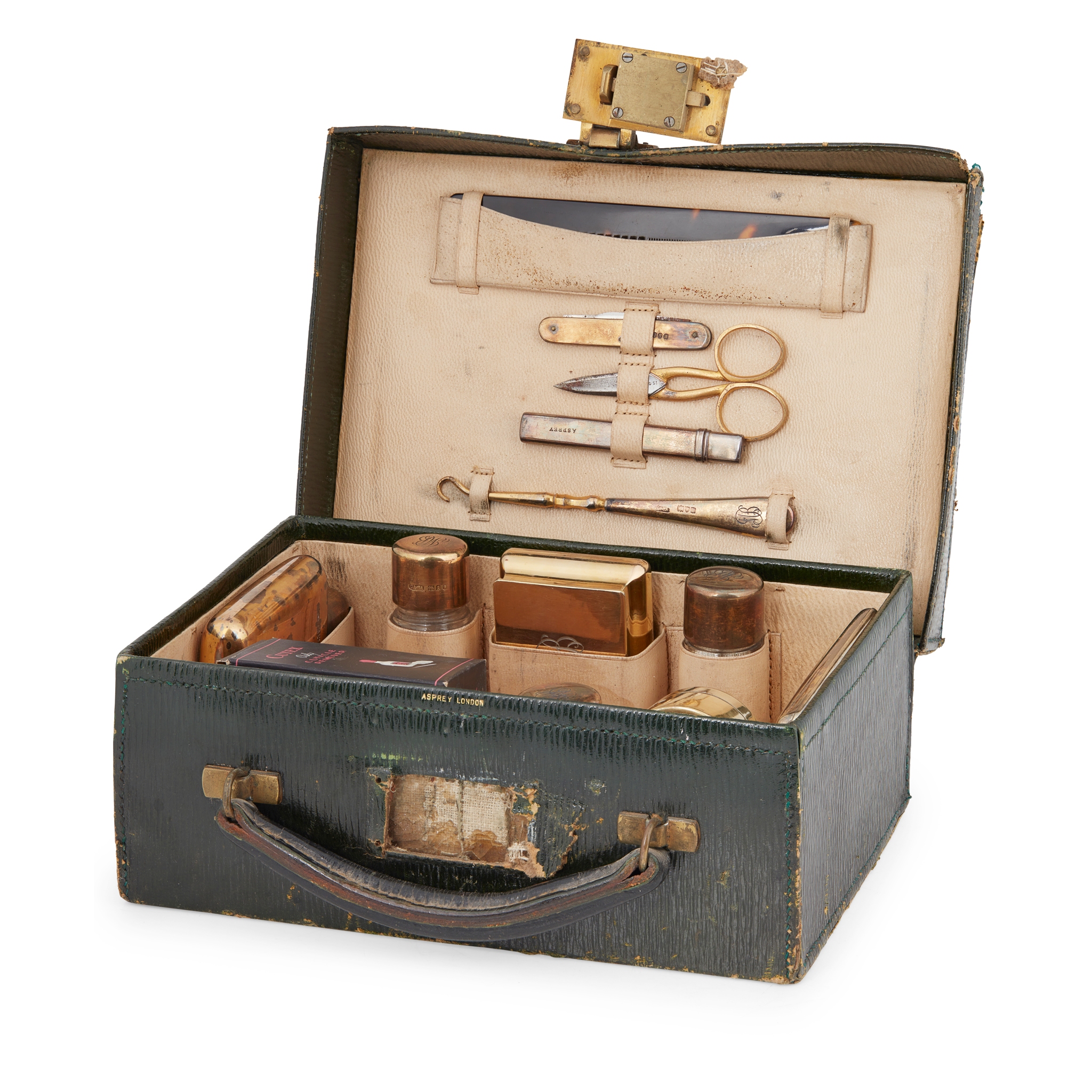 An Edwardian silver-gilt travelling vanity case