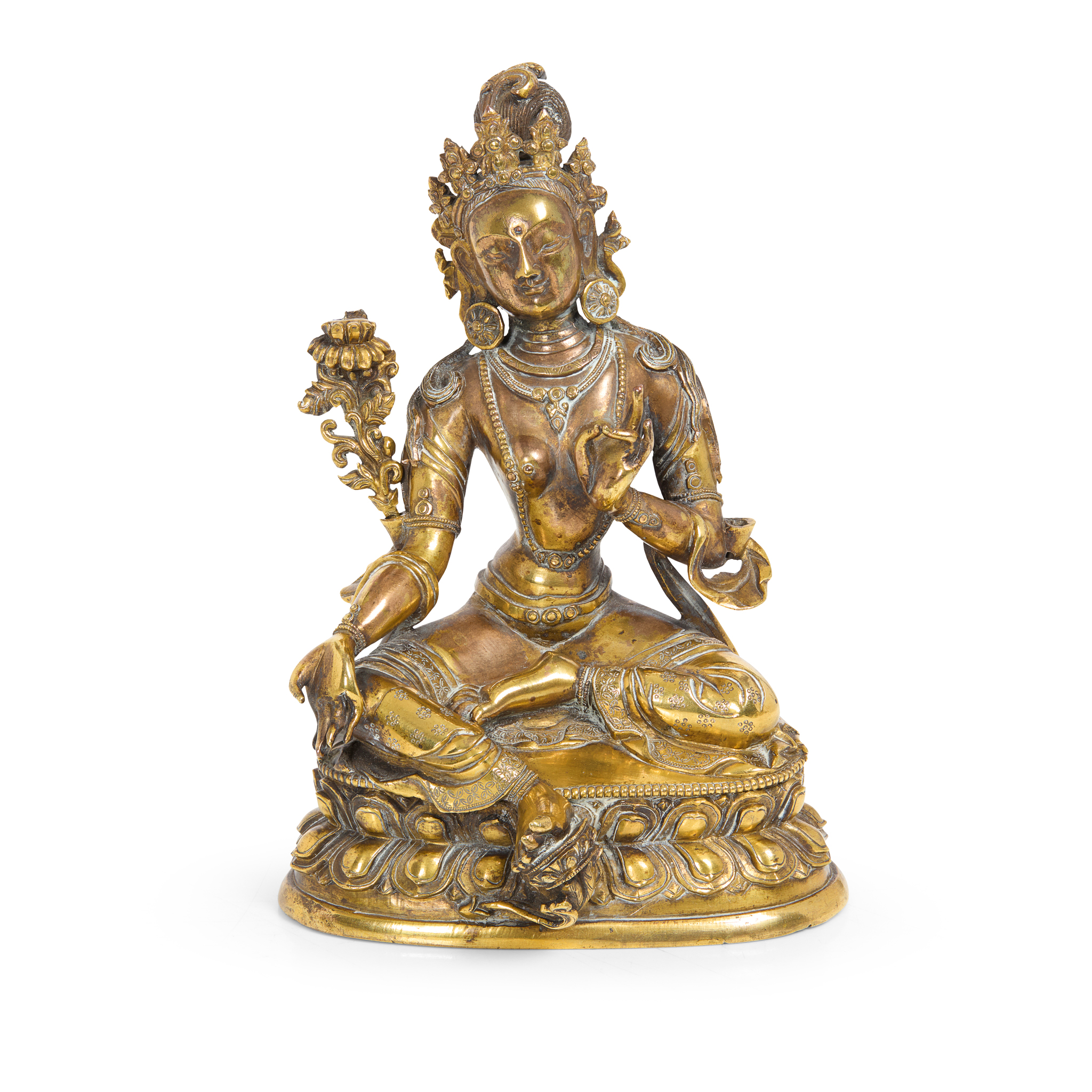 TIBETAN GILT BRONZE FIGURE OF TARA