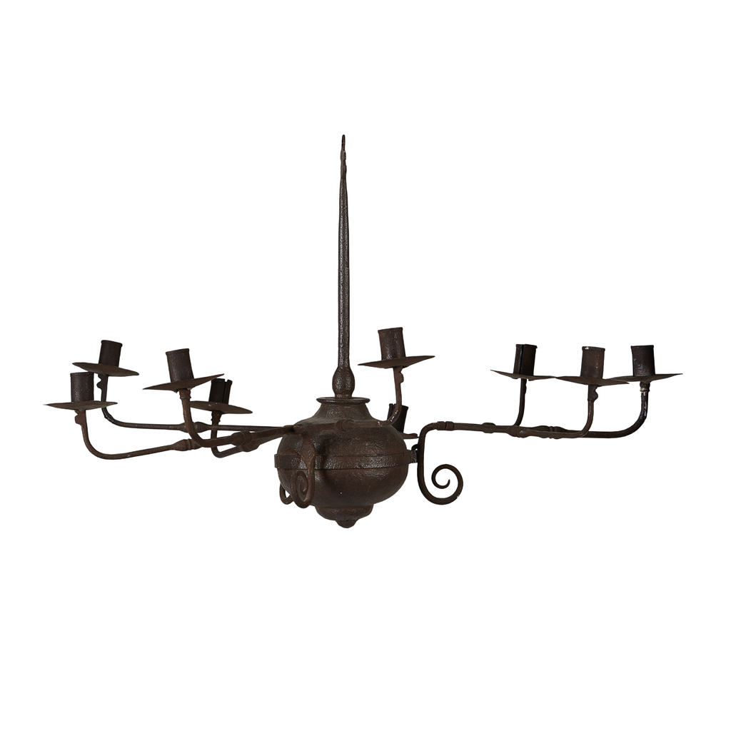 A WROUGHT IRON CHANDELIER
