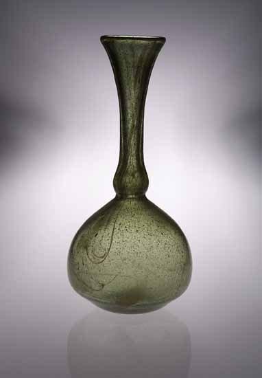 A Clutha green glass vase