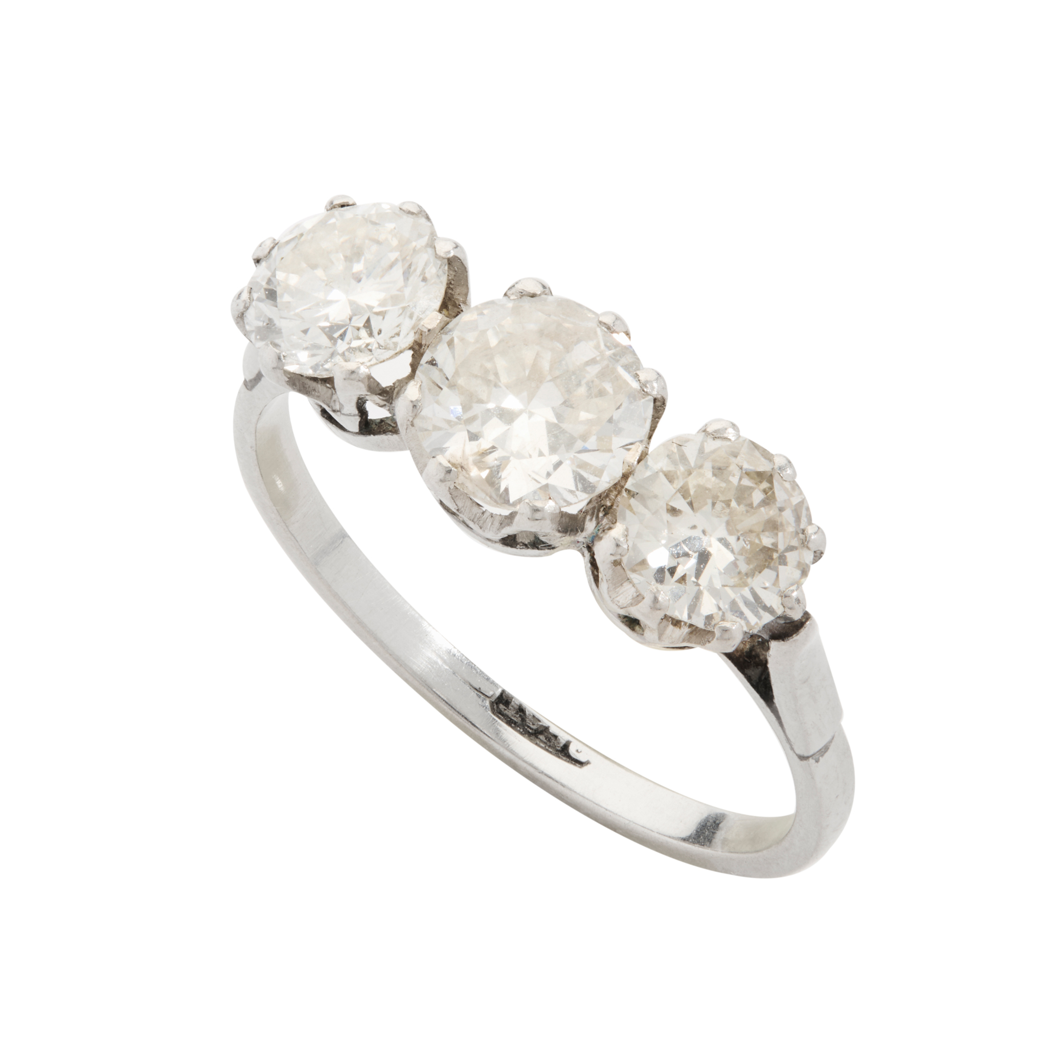 A diamond three-stone ring