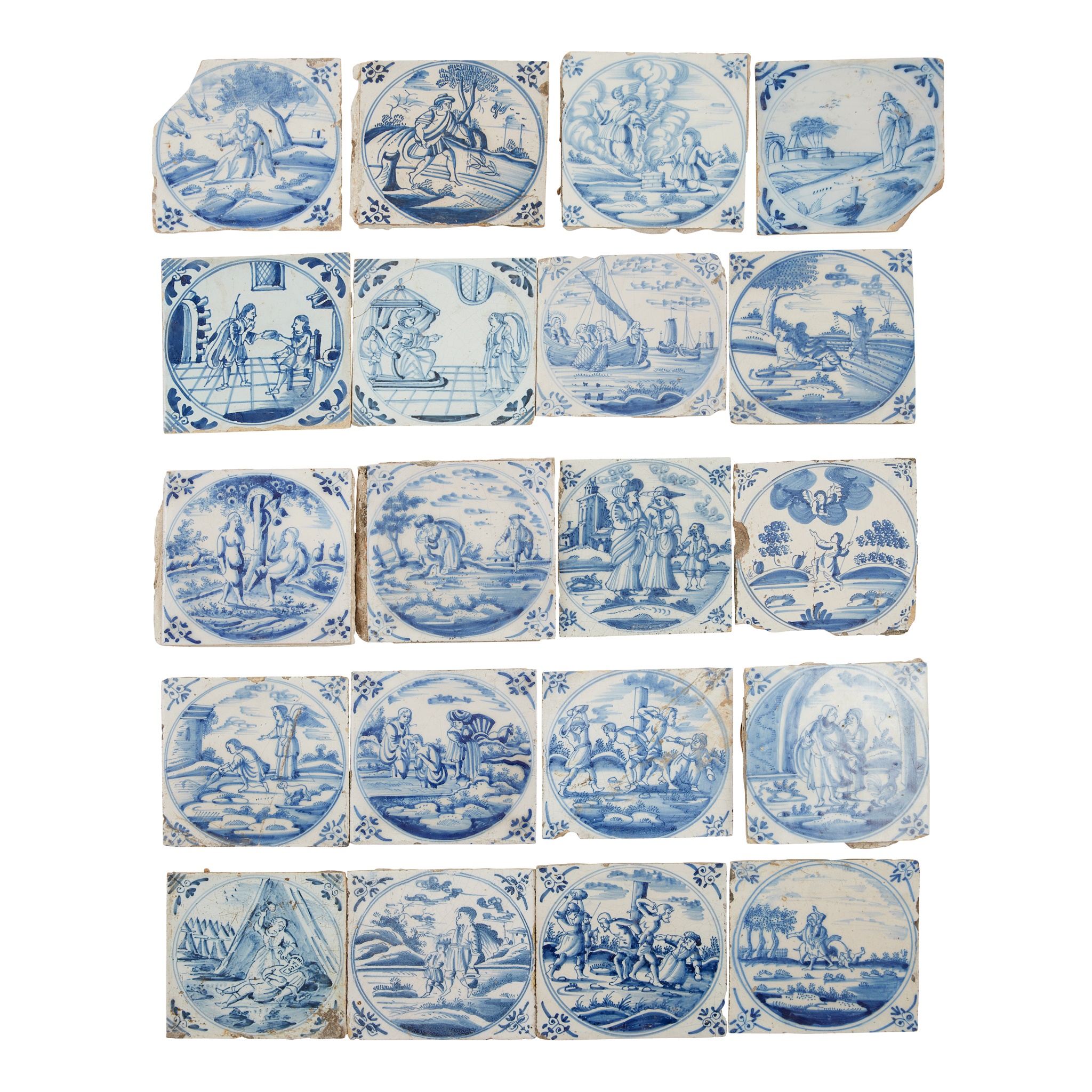 COLLECTION OF DELFT BLUE AND WHITE TILES