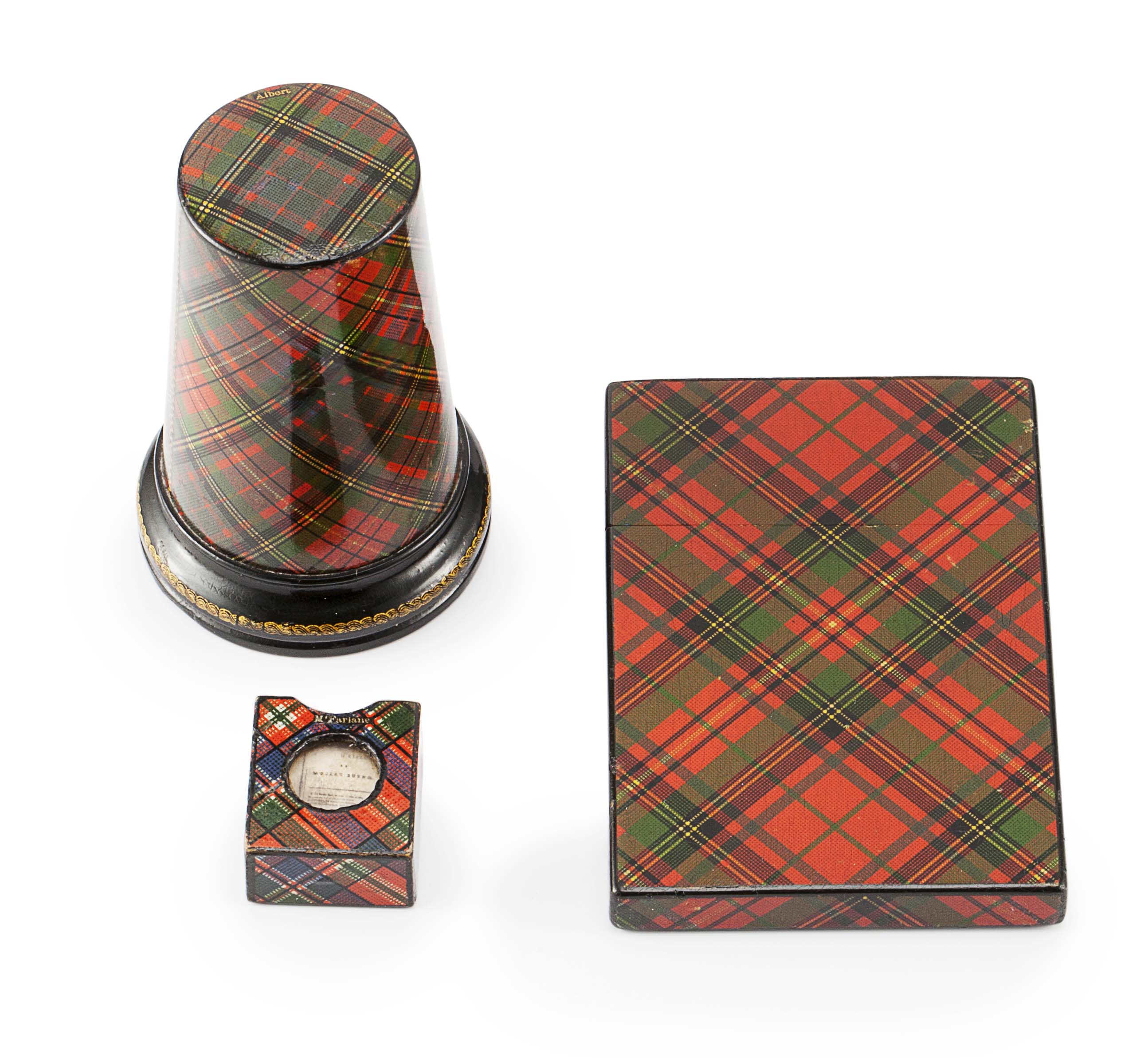 THREE TARTANWARE NOVELTY ITEMS