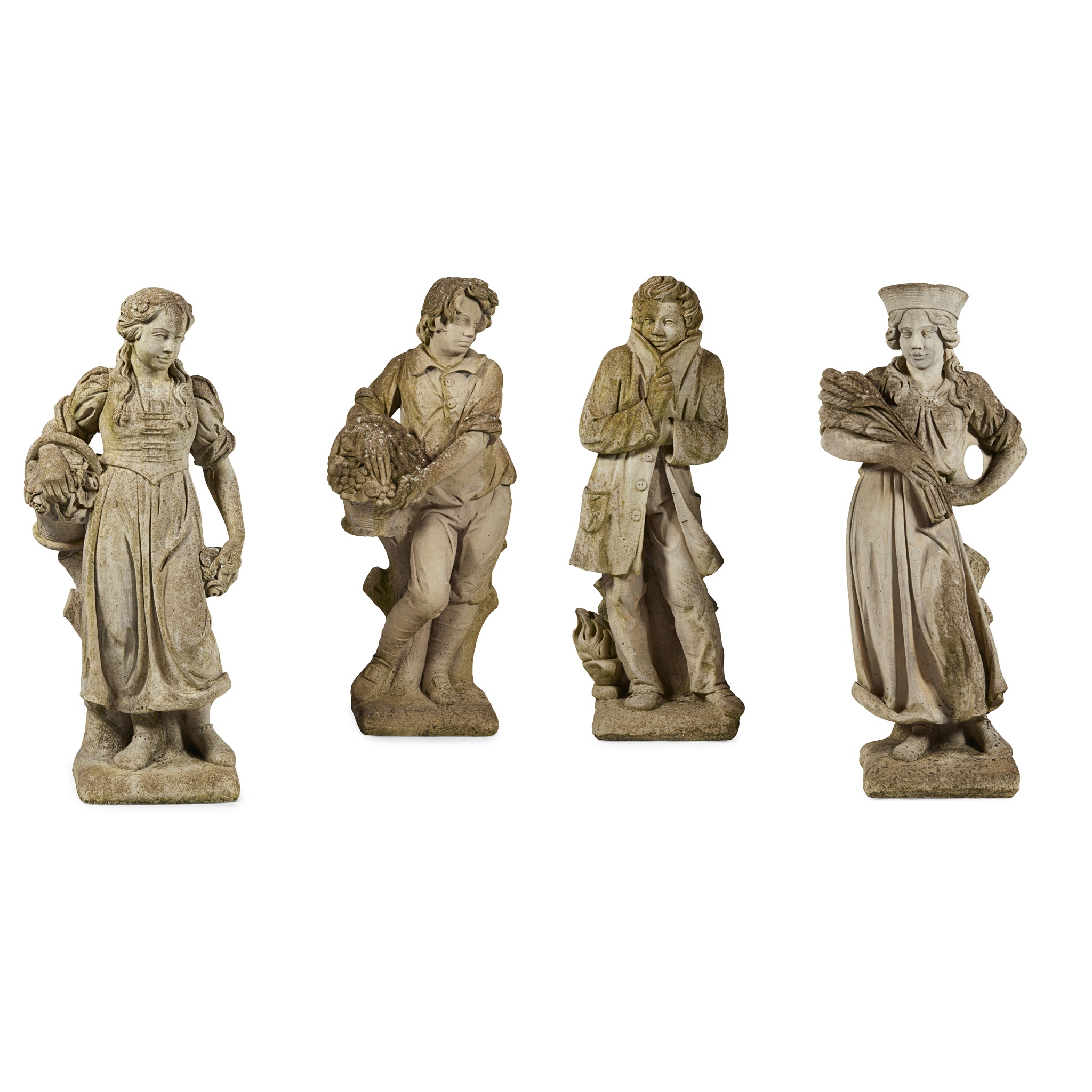 SET OF COMPOSITION STONE FIGURES EMBLEMATIC OF THE SEASONS