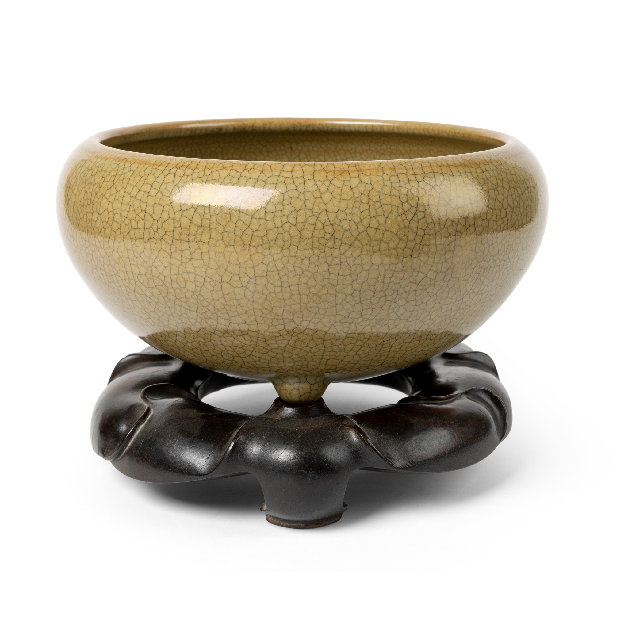 LARGE GE-TYPE CRACKLE-GLAZED TRIPOD CENSER