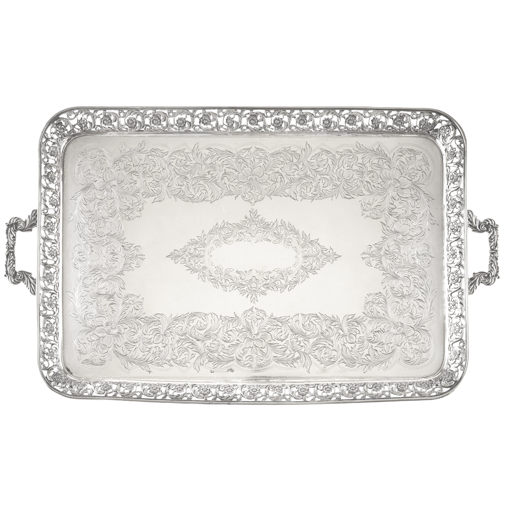 LARGE SILVER TWIN-HANDLED TRAY