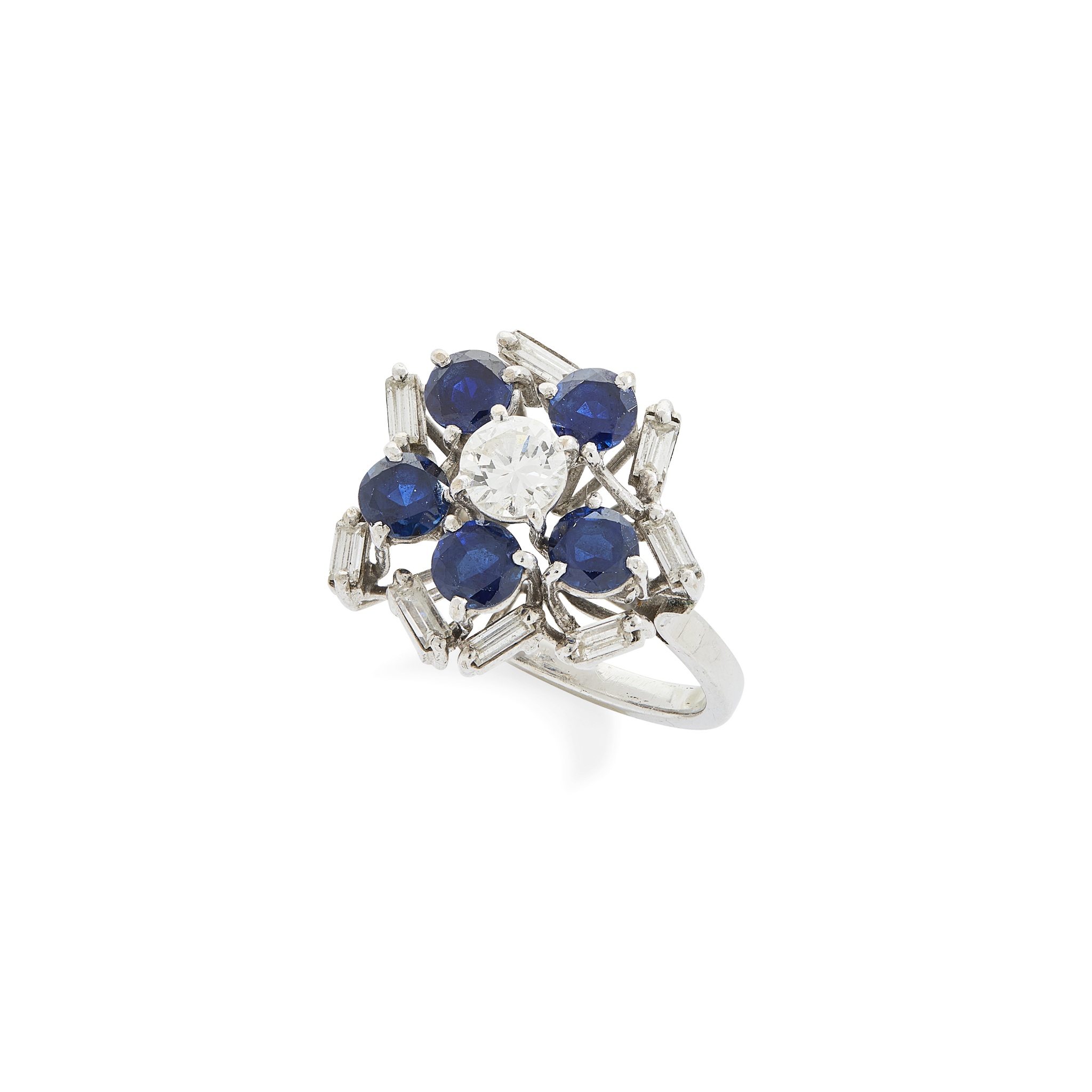 A sapphire and diamond cluster ring