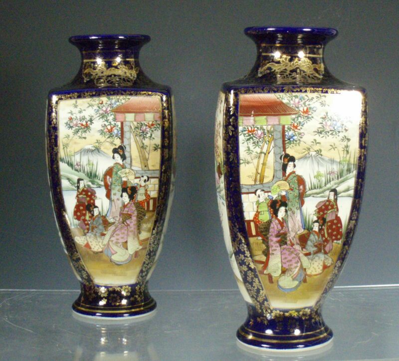 A pair of Japanese Meiji period Satsuma vases