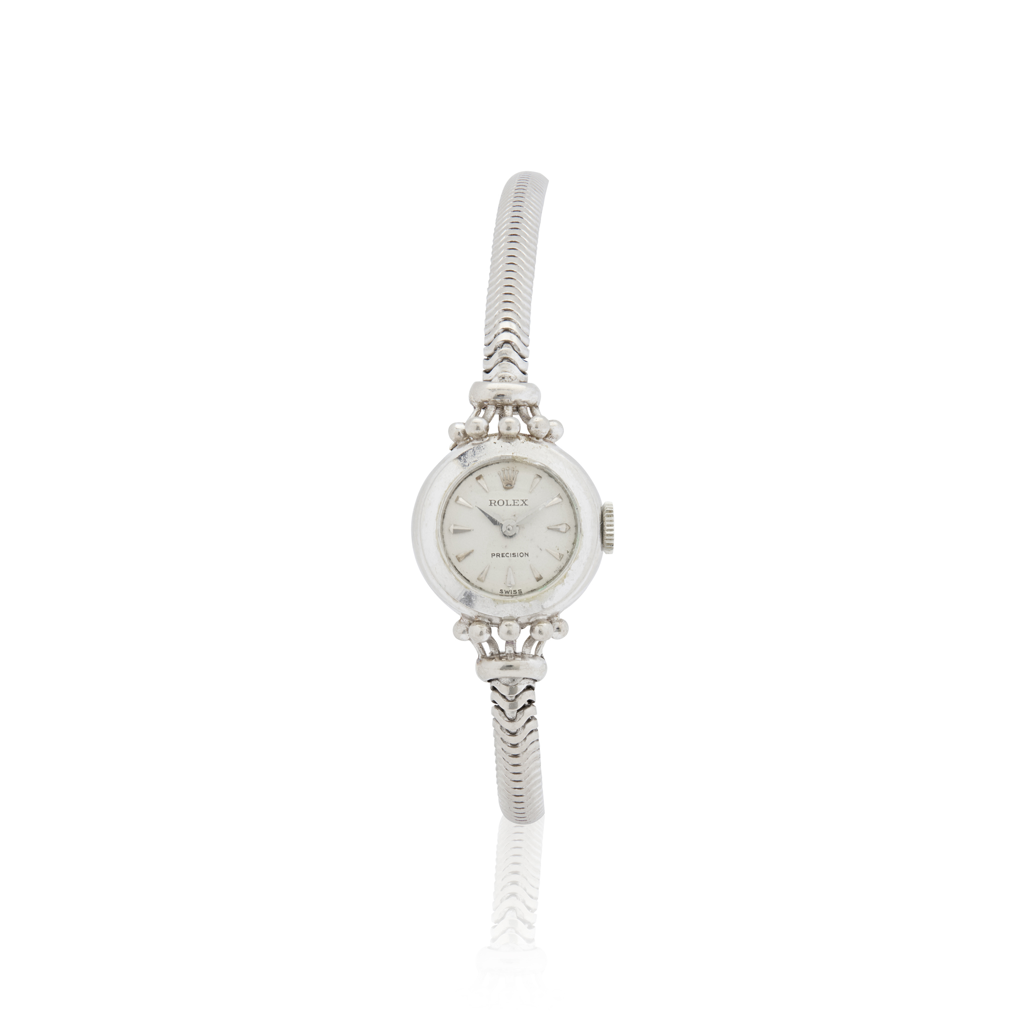 Rolex. An unusual 18k white gold Ladies mechanical bracelet watch